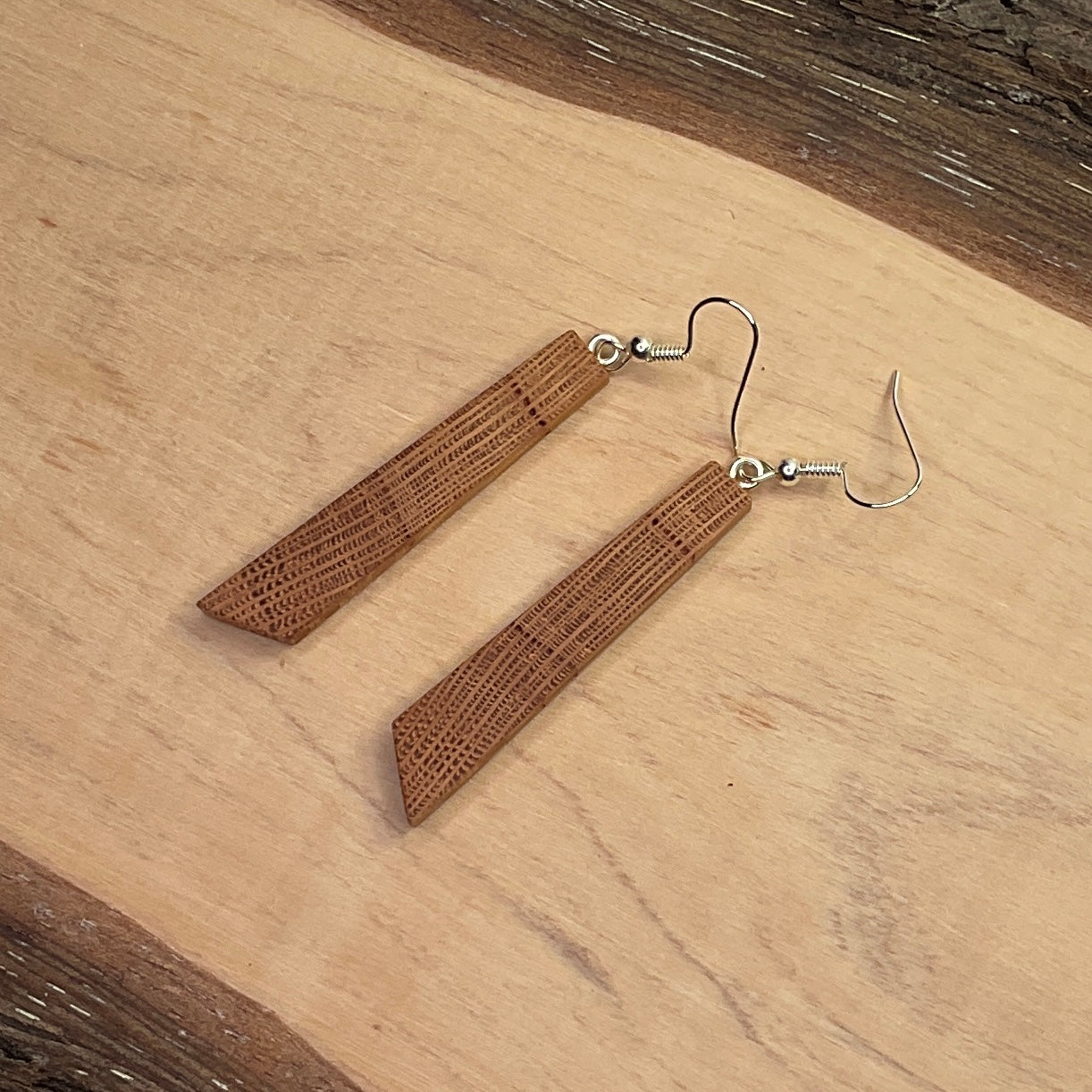 Wooden Earrings in Silky Oak - Handmade Unique One of a Kind Earrings