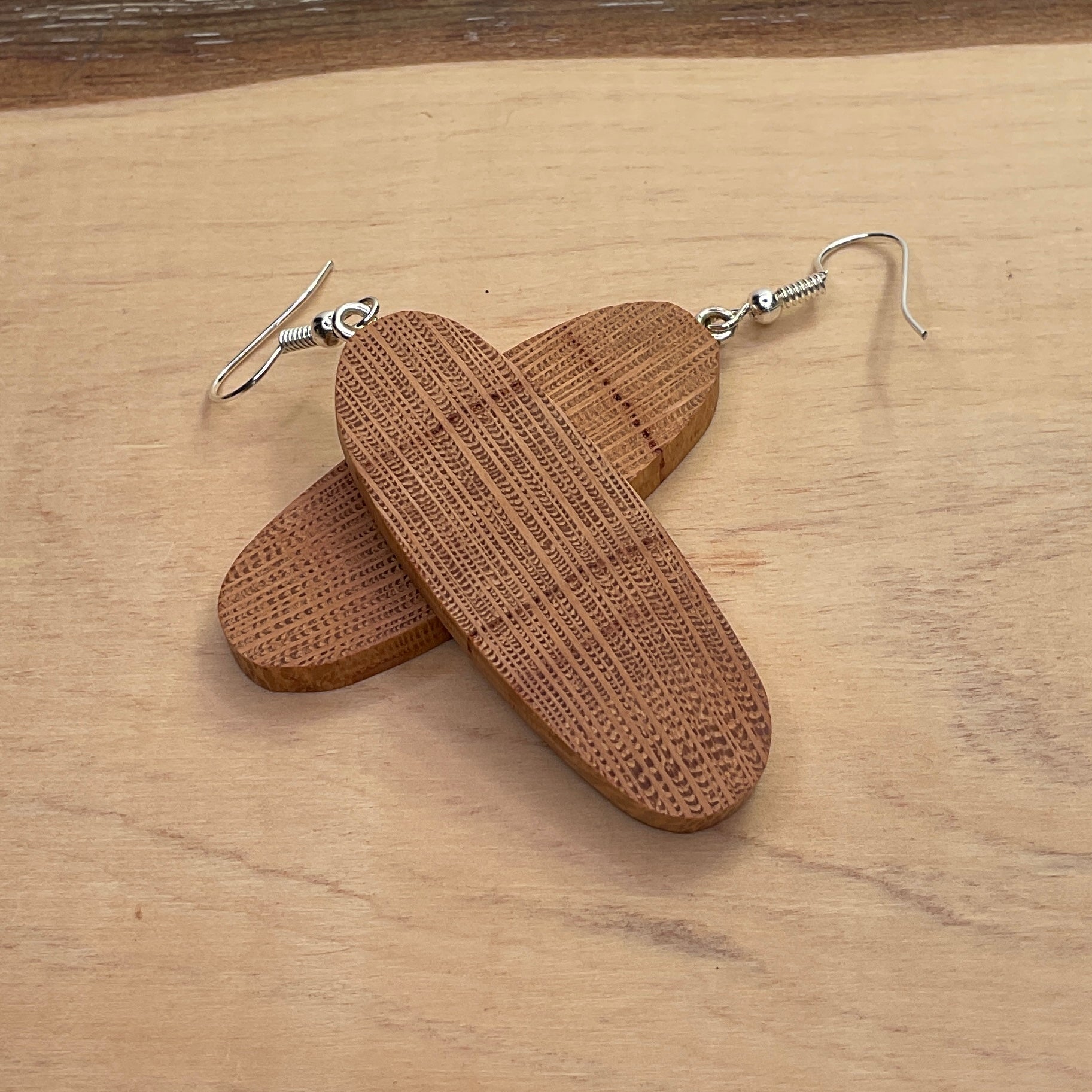Wooden Earrings in Silky Oak - Stunning Handmade Unique One of a Kind Earrings