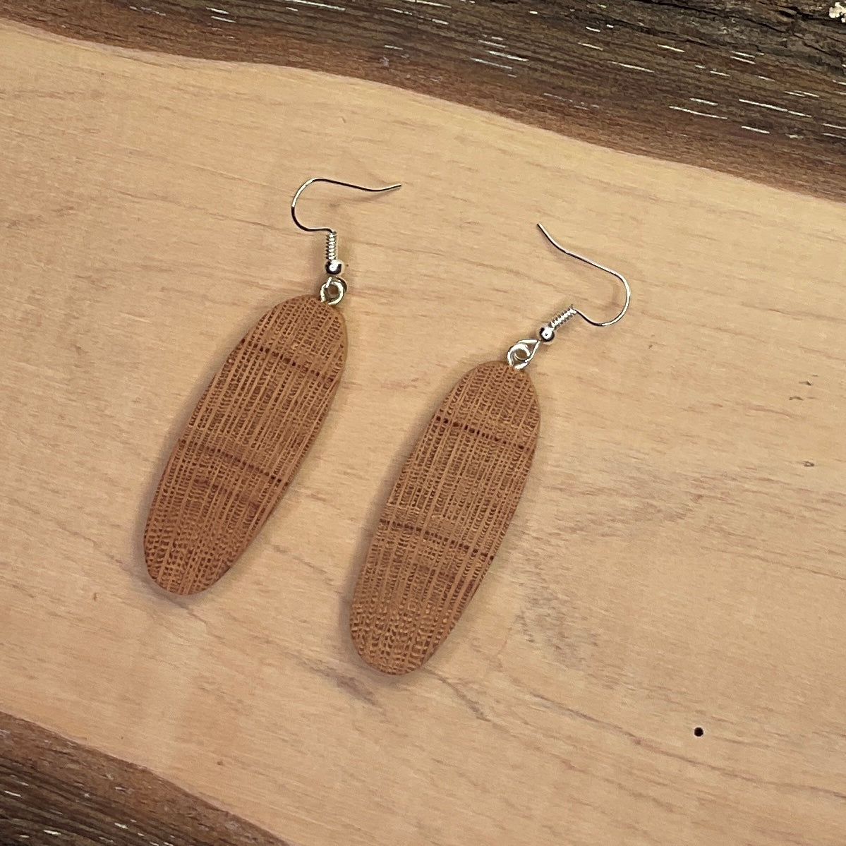 Wooden Earrings in Silky Oak - Stunning Handmade Unique One of a Kind Earrings
