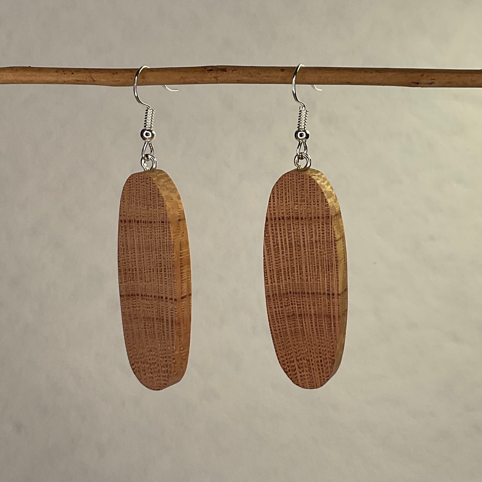 Wooden Earrings in Silky Oak - Stunning Handmade Unique One of a Kind Earrings