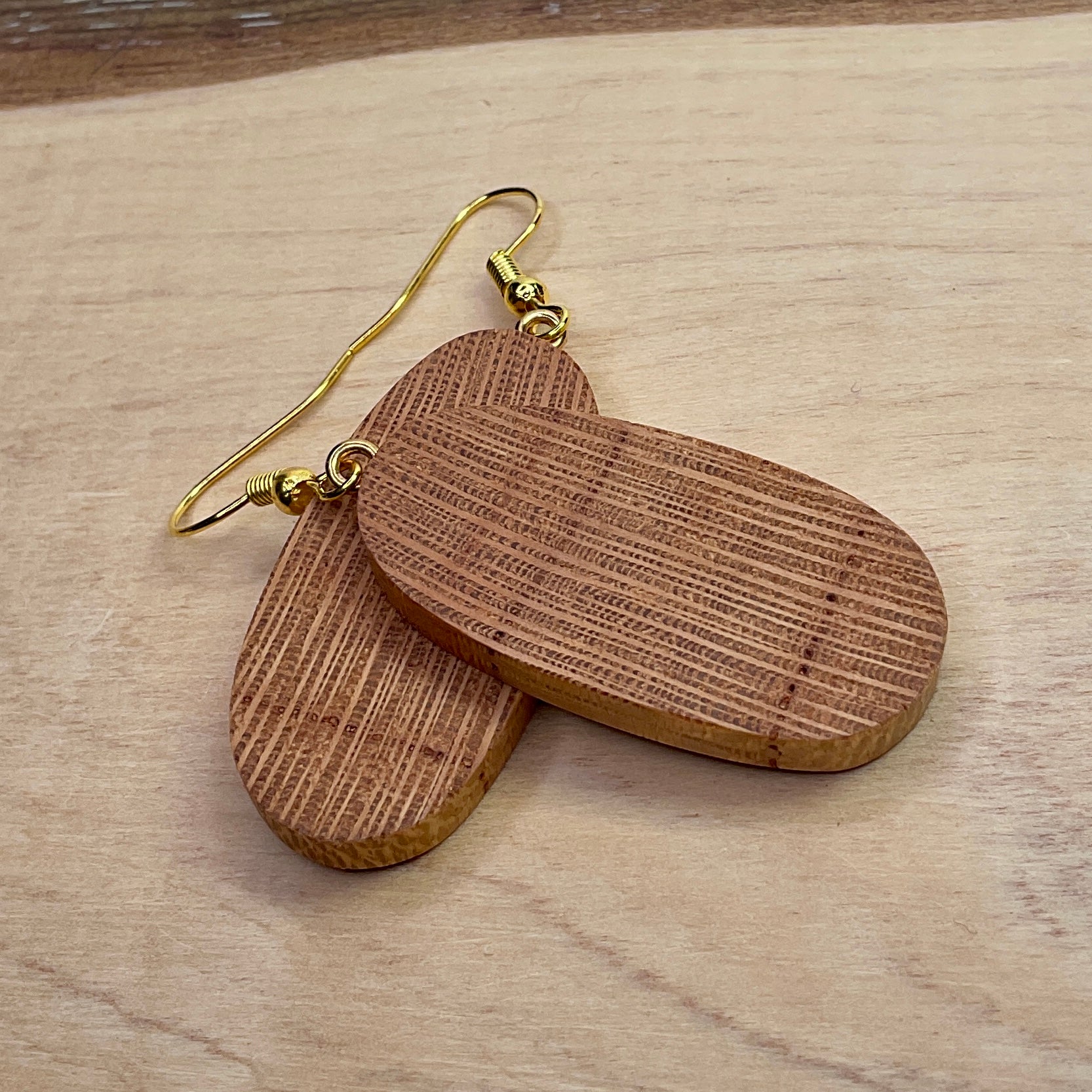 Wooden Earrings in Silky Oak - Stunning Handmade Unique One of a Kind Earrings