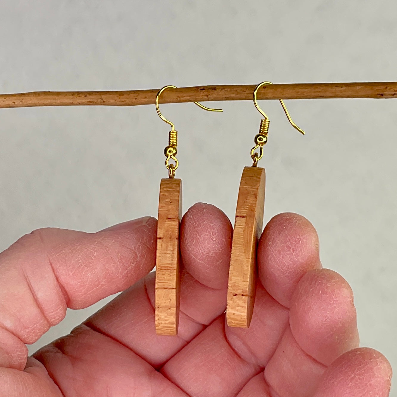 Wooden Earrings in Silky Oak - Stunning Handmade Unique One of a Kind Earrings