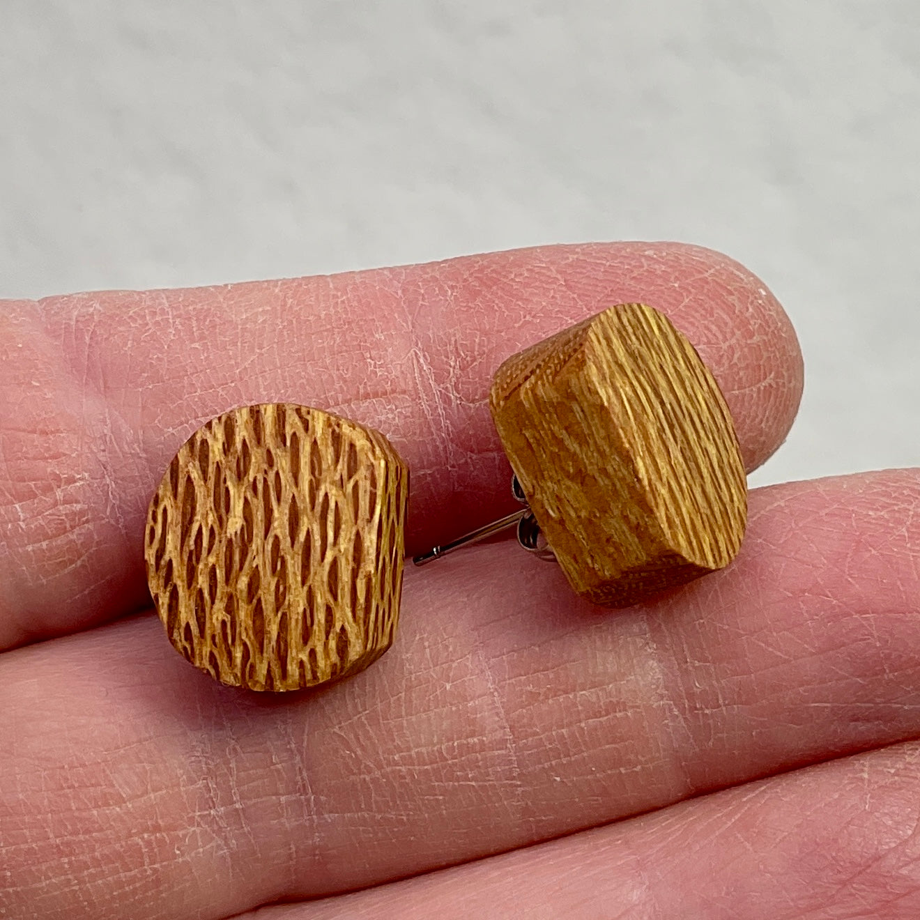 Wooden Earrings in Silky Oak - Handmade Unique One of a Kind Earrings