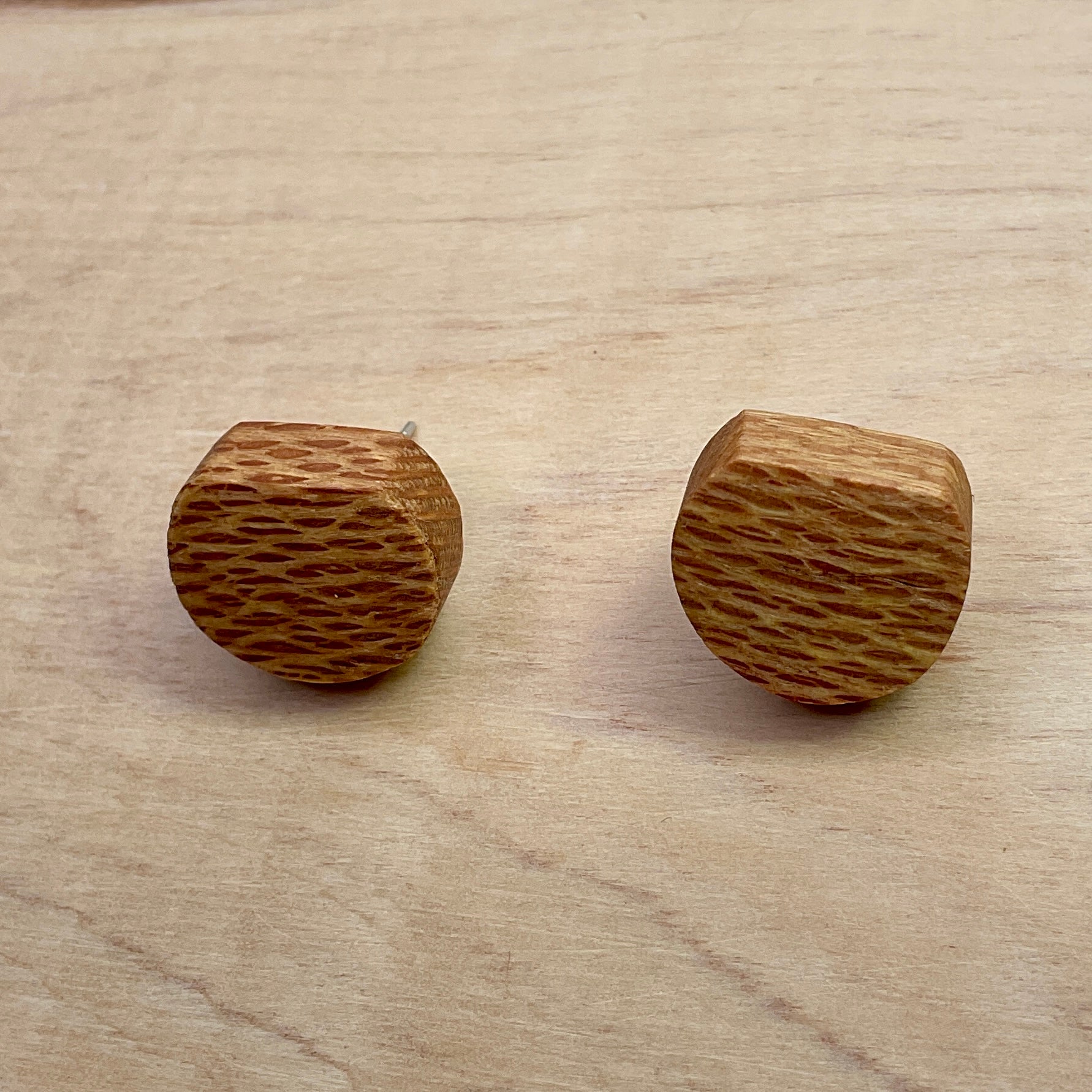Wooden Earrings in Silky Oak - Handmade Unique One of a Kind Earrings
