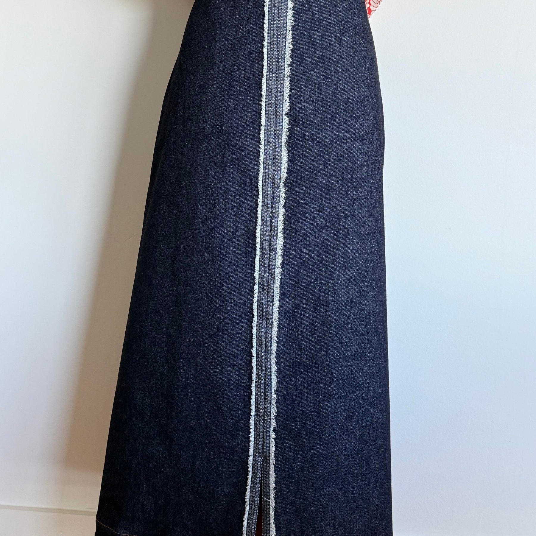 Stretch Denim Midi Skirt