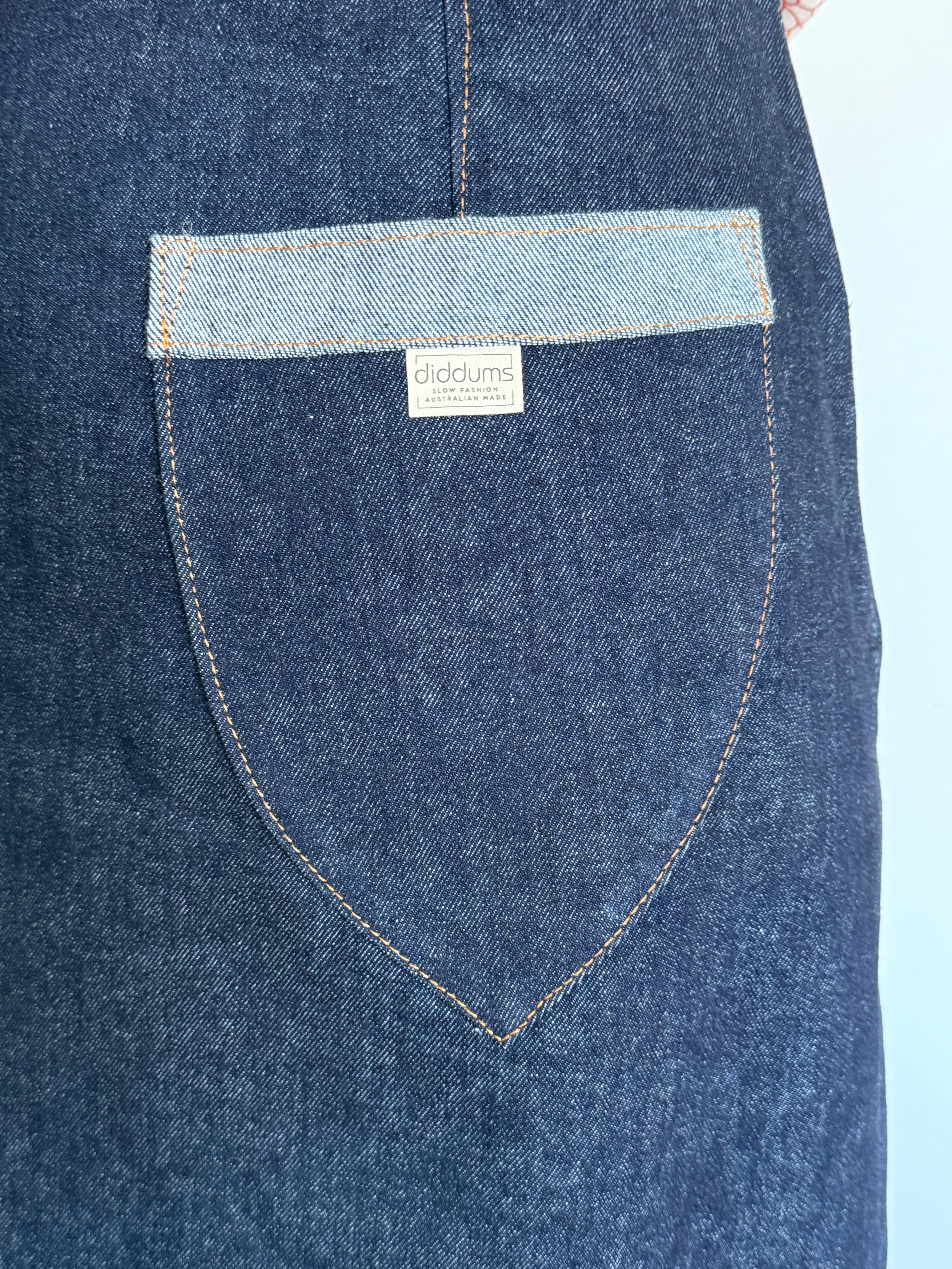 Stretch Denim Midi Skirt