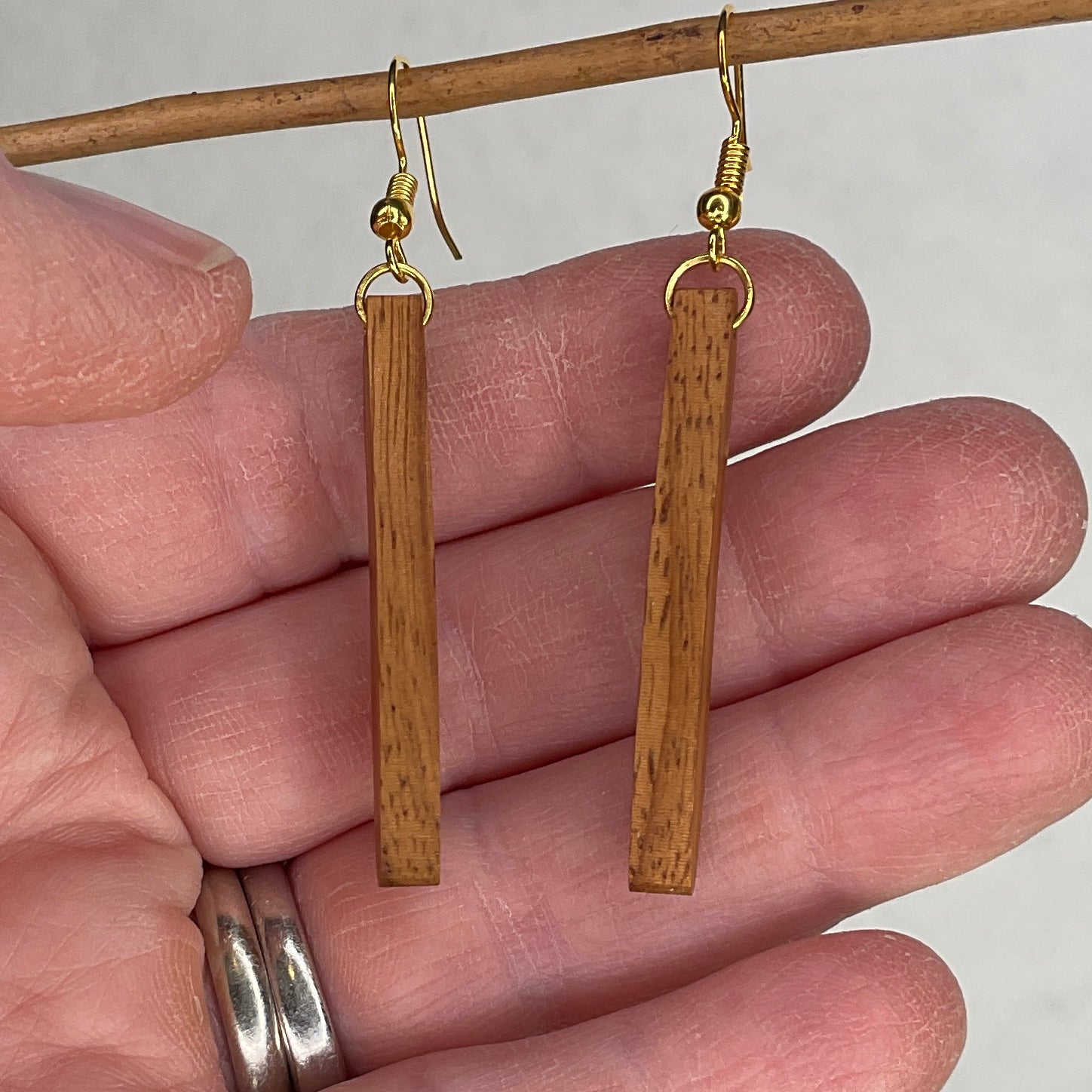 Unique Queensland Maple Earrings Handmade from Recycled Timber