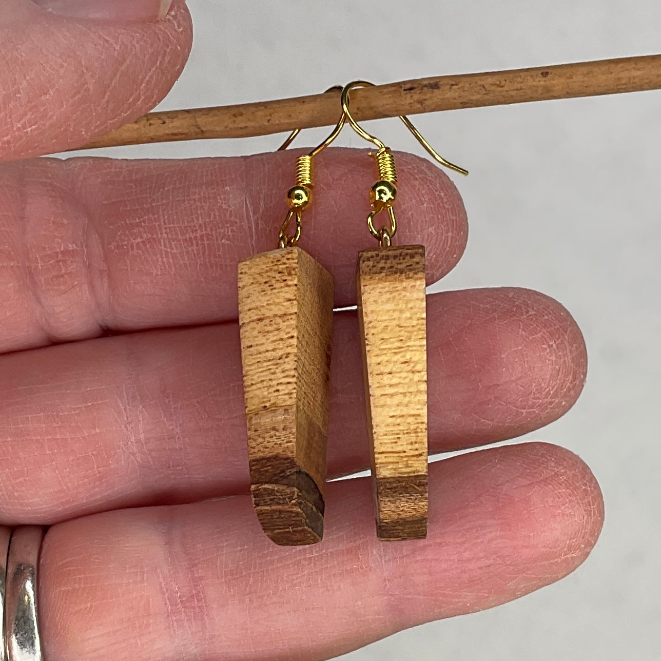 Wooden Earrings in Elm - Beautiful Handmade Unique One of a Kind Earrings