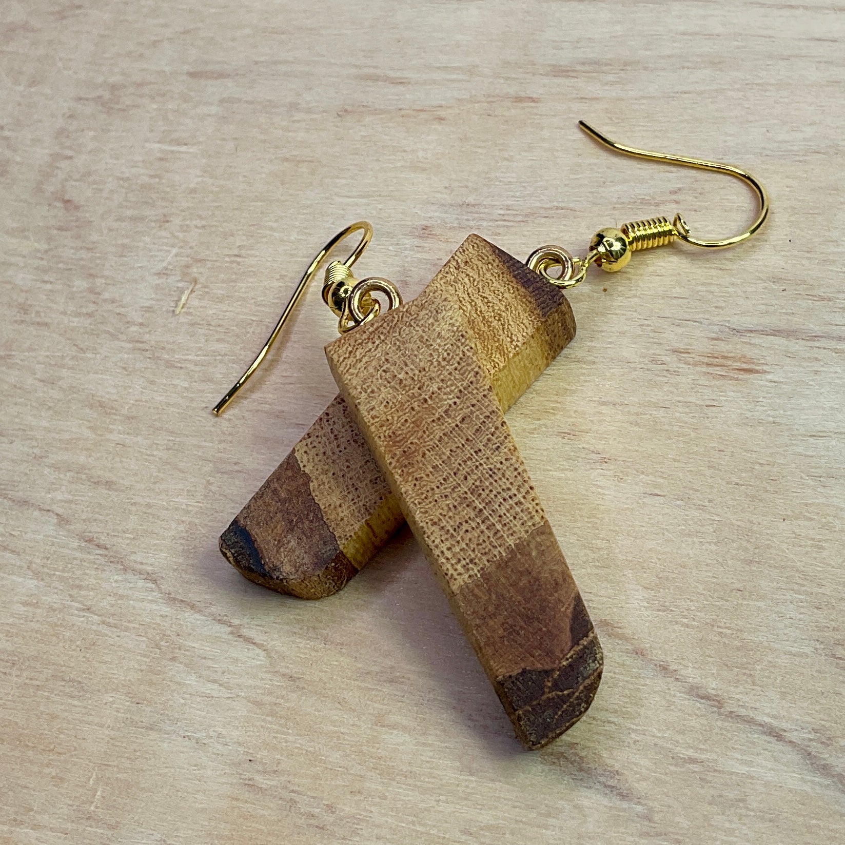 Wooden Earrings in Elm - Beautiful Handmade Unique One of a Kind Earrings