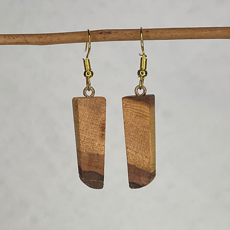 Wooden Earrings in Elm - Beautiful Handmade Unique One of a Kind Earrings