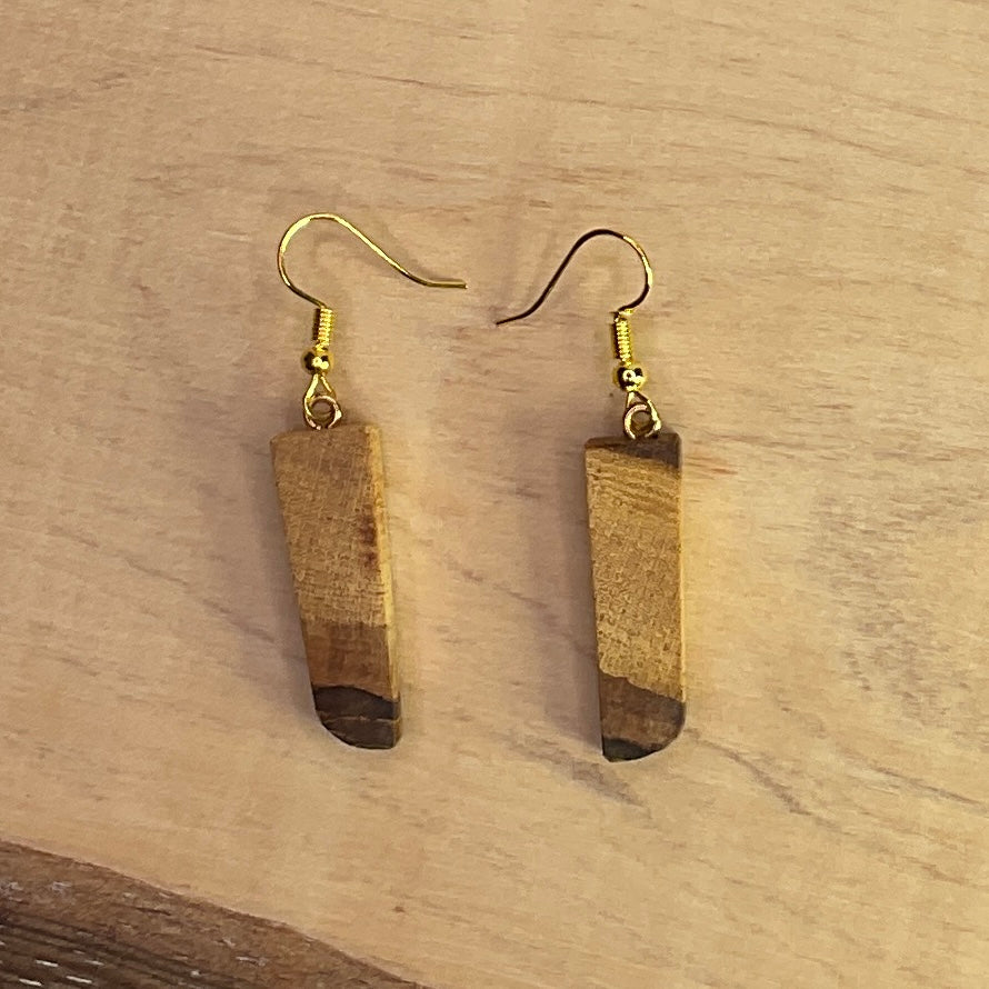 Wooden Earrings in Elm - Beautiful Handmade Unique One of a Kind Earrings