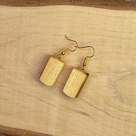 Unique Wooden Earrings in Elm - Beautifully Handmade from Recycled Timber