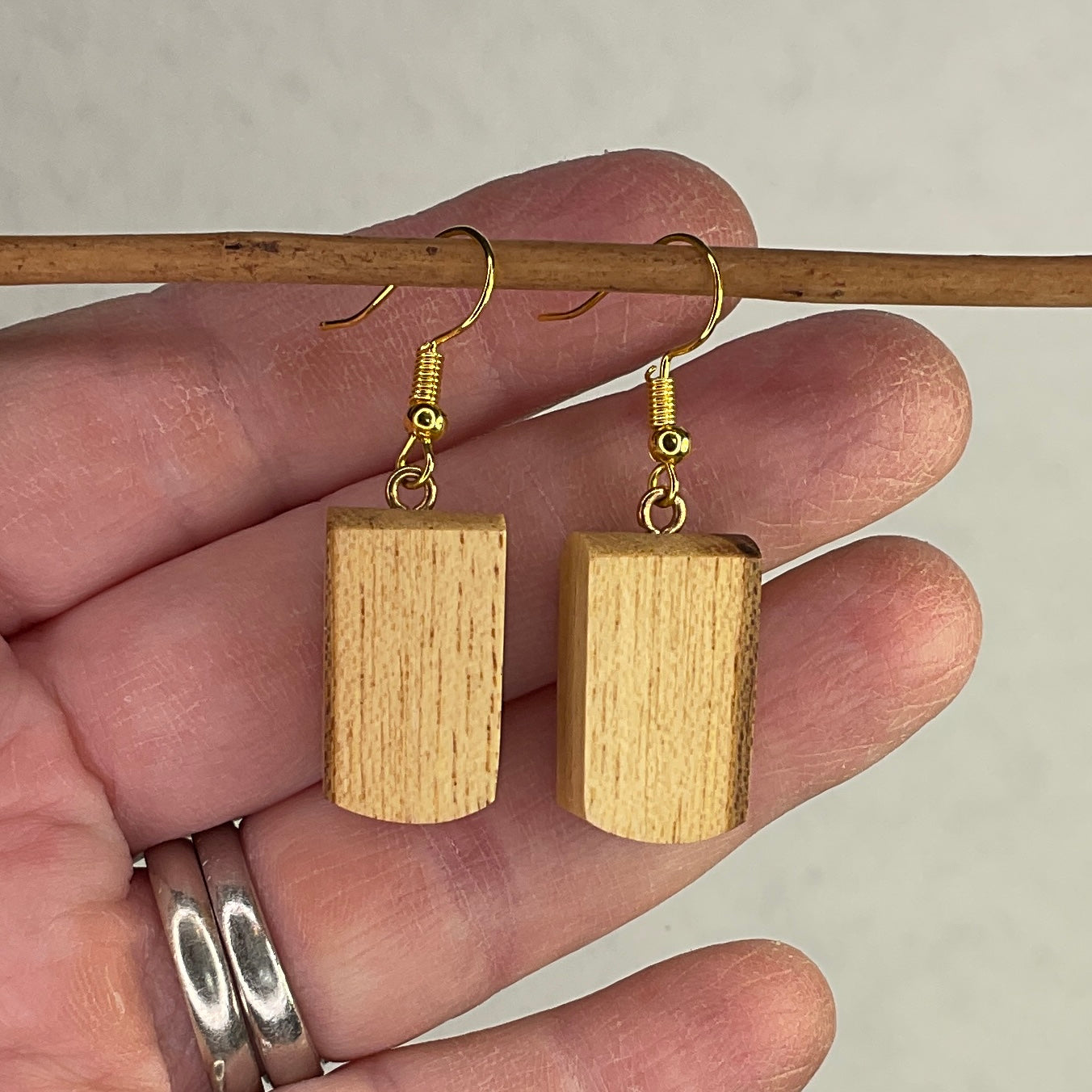 Unique Wooden Earrings in Elm - Beautifully Handmade from Recycled Timber