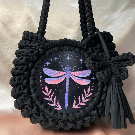Hand painted artwork & Crochet Bag