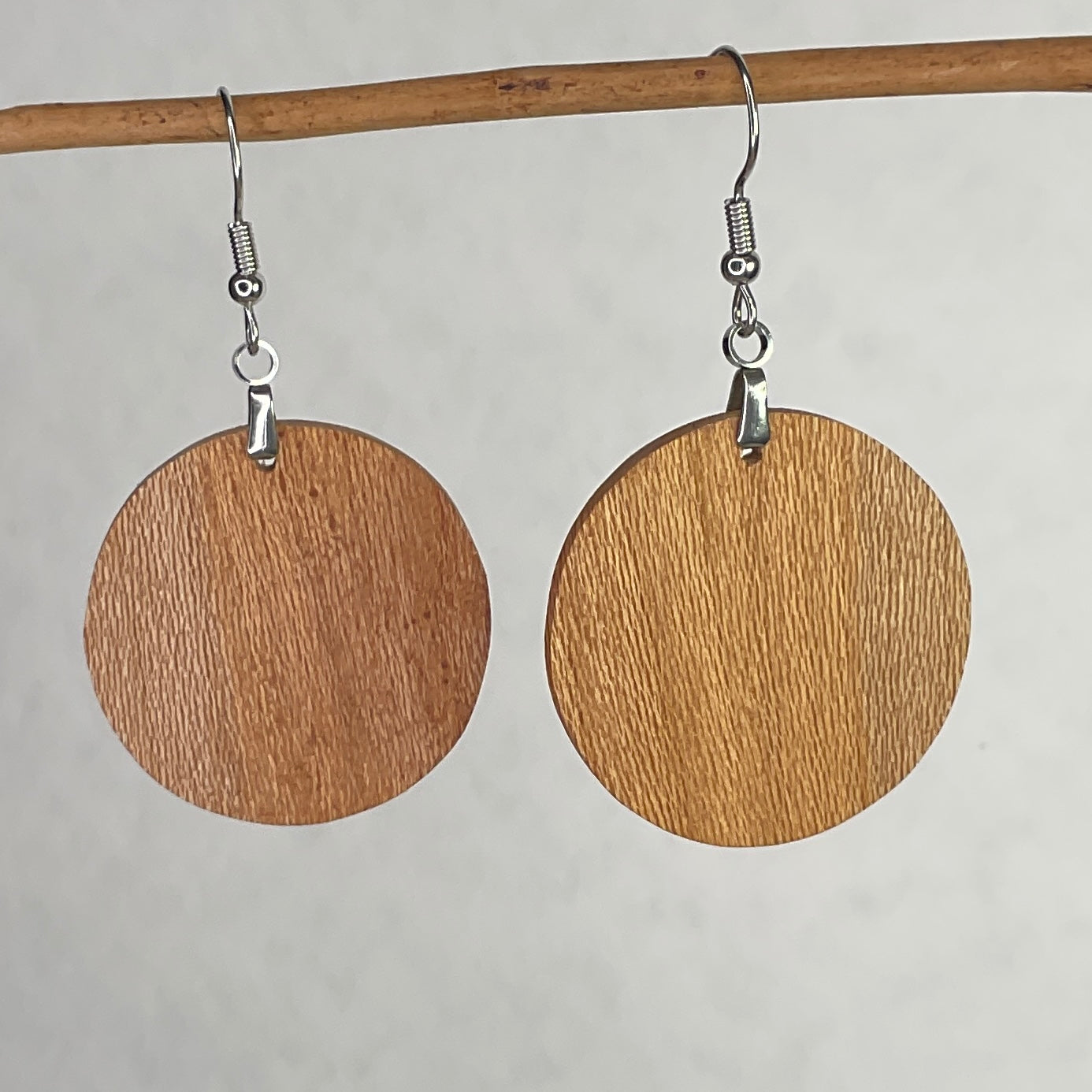 Wooden Earrings in Silky Oak - Stunning Handmade Unique One of a Kind Earrings