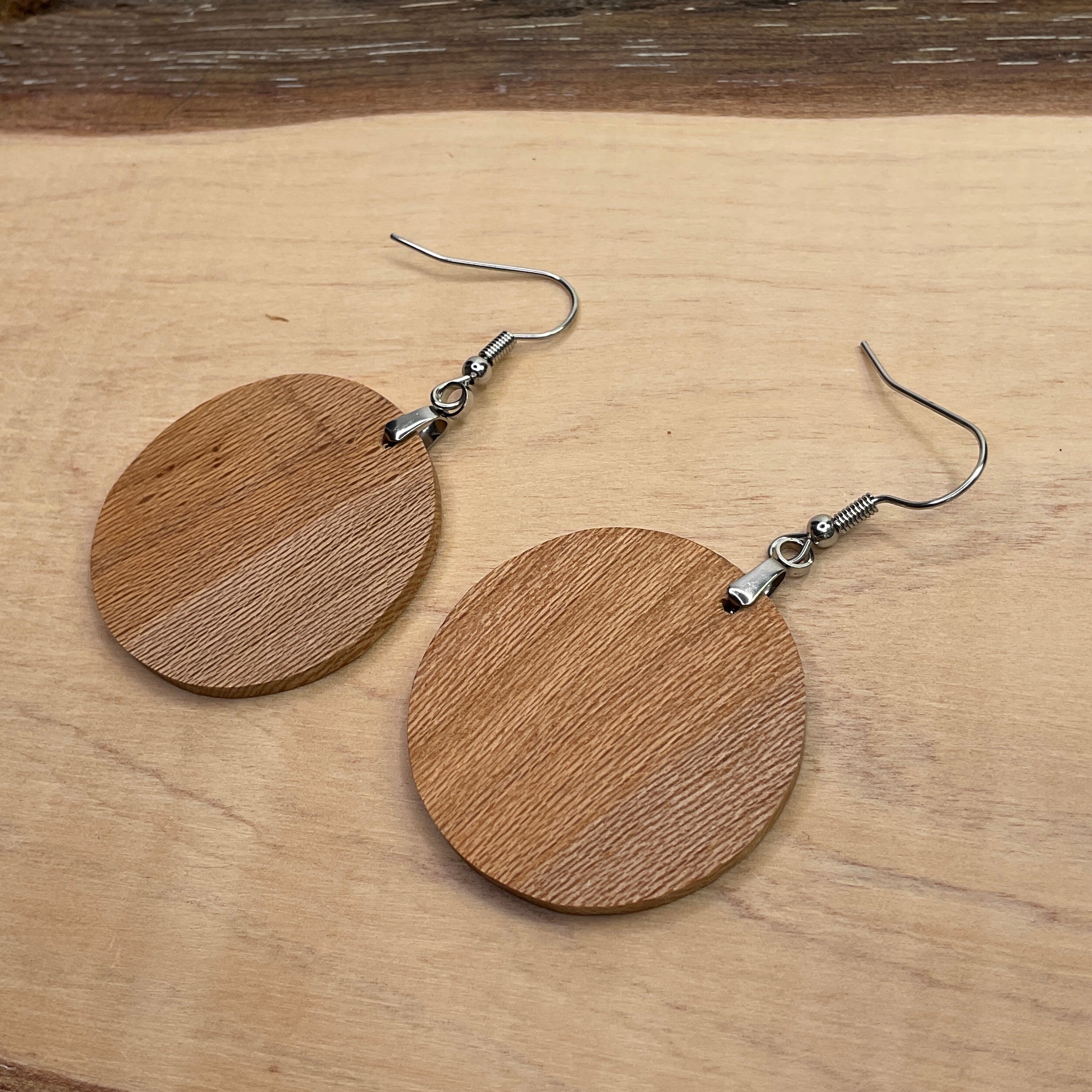 Wooden Earrings in Silky Oak - Stunning Handmade Unique One of a Kind Earrings