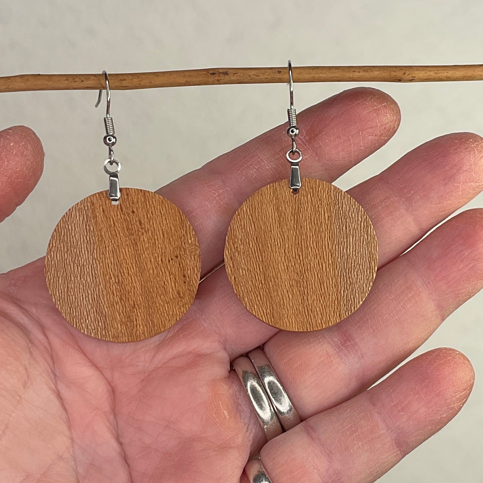 Wooden Earrings in Silky Oak - Stunning Handmade Unique One of a Kind Earrings