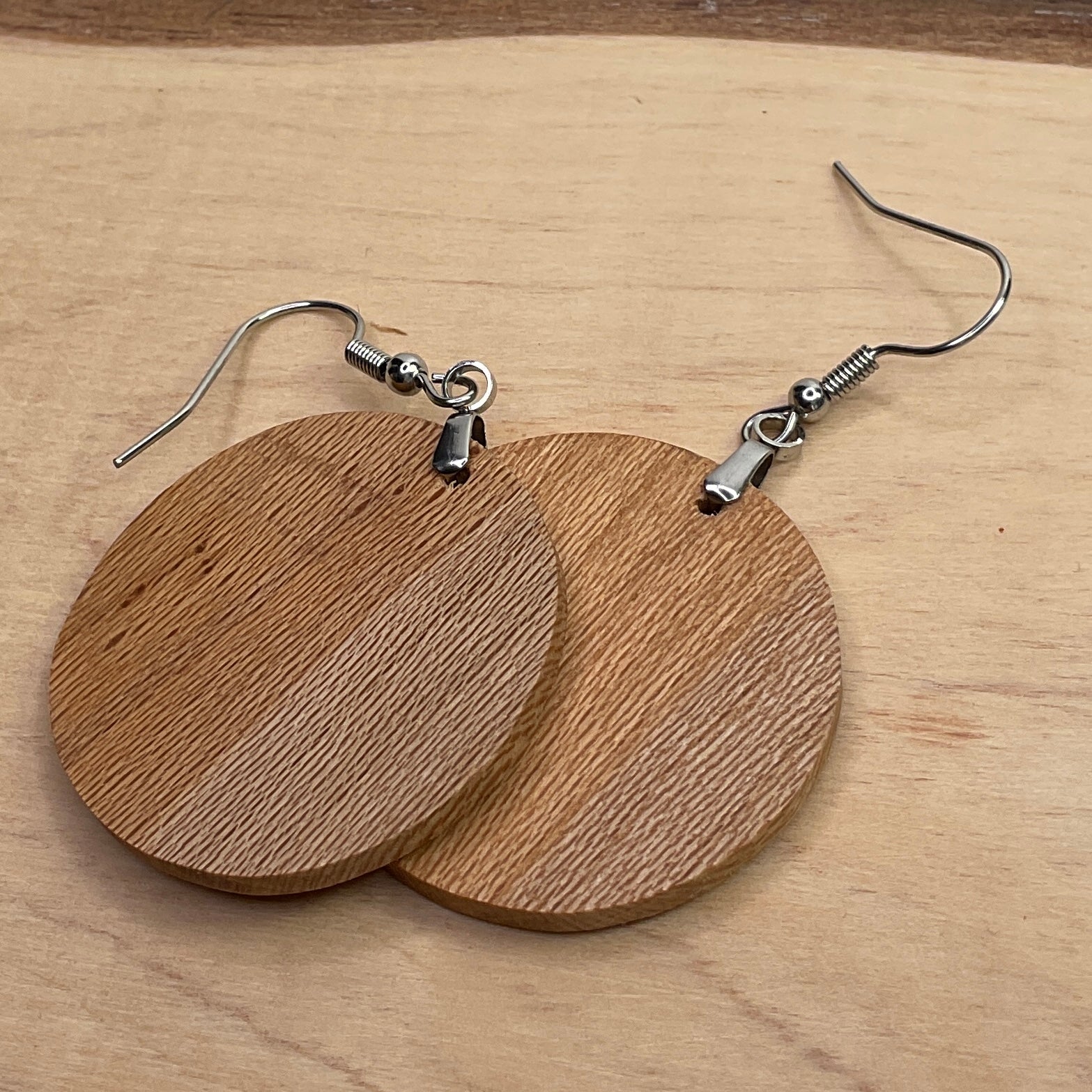 Wooden Earrings in Silky Oak - Stunning Handmade Unique One of a Kind Earrings