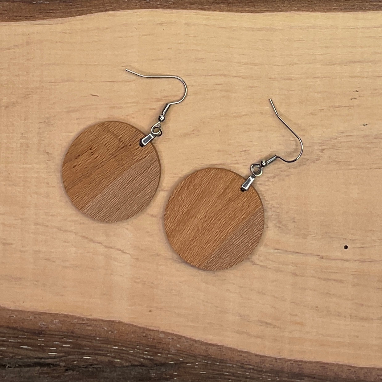 Wooden Earrings in Silky Oak - Stunning Handmade Unique One of a Kind Earrings