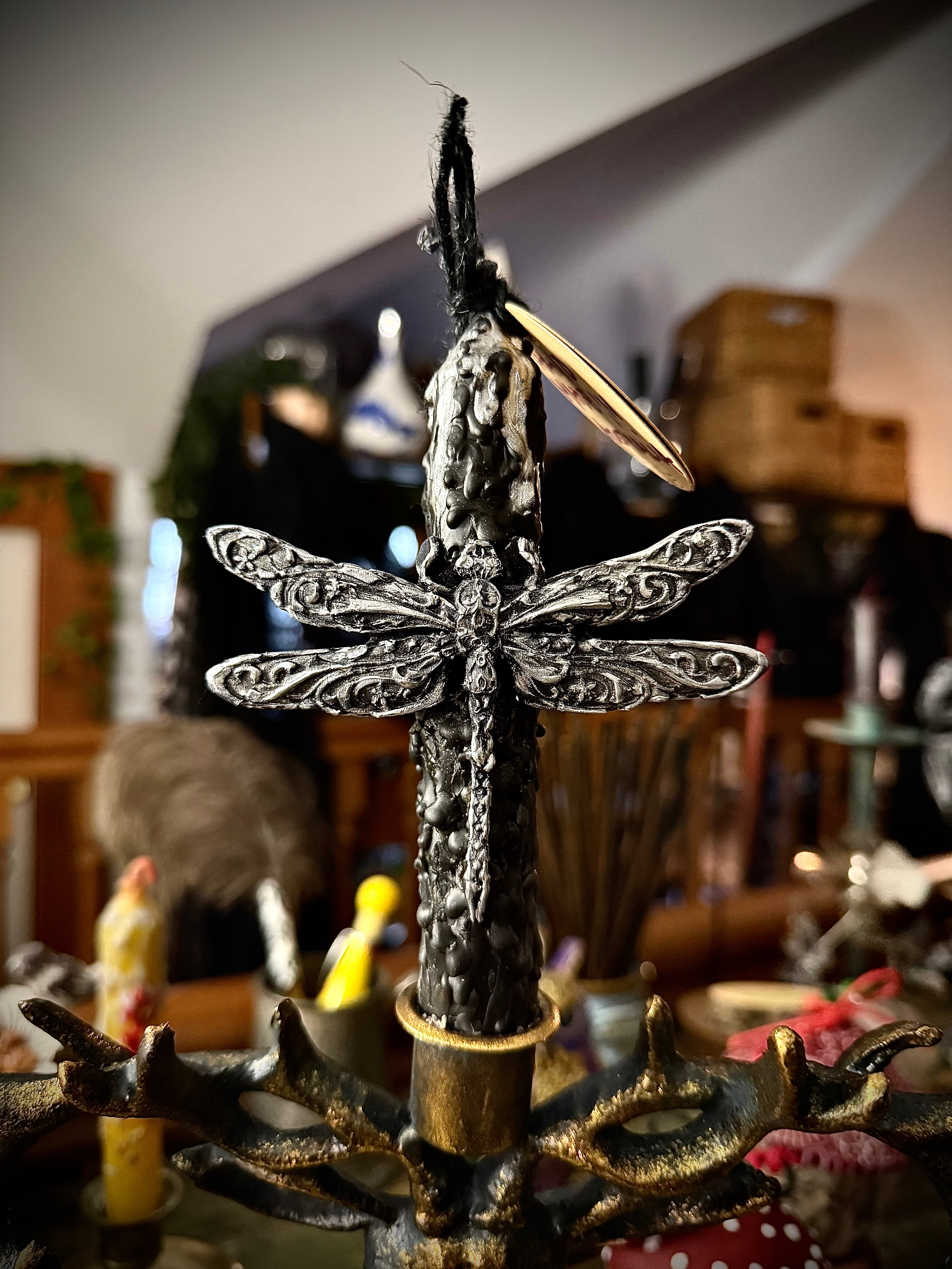 Freyja’s Dragonfly Intention Spell Altar Ritual Beeswax Candle Red