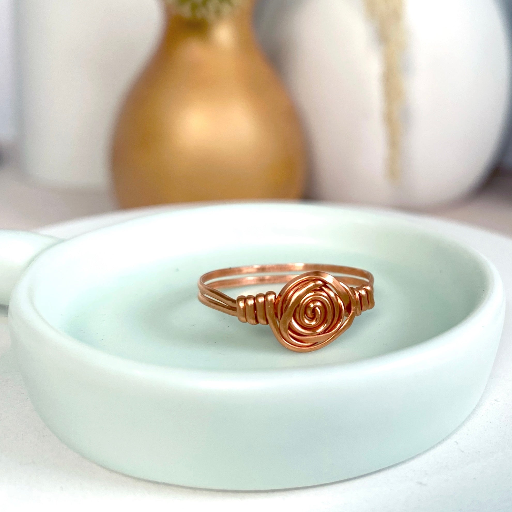 Swirl double banded wire ring | Sterling silver or copper