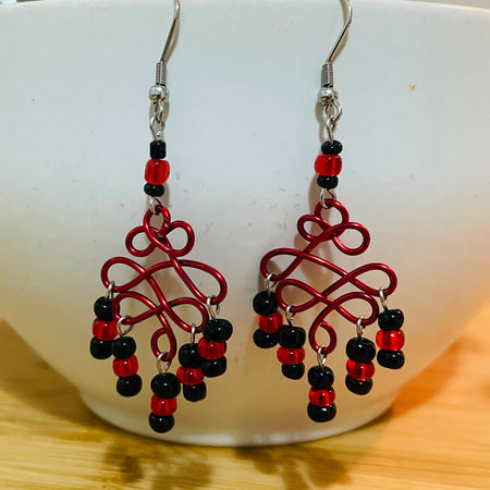 Celtic Red and Black Earrings