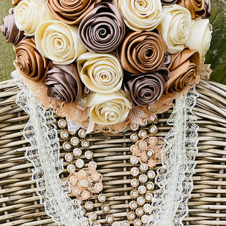 Wedding Bouquet Mocha Cream Caramel & Sash