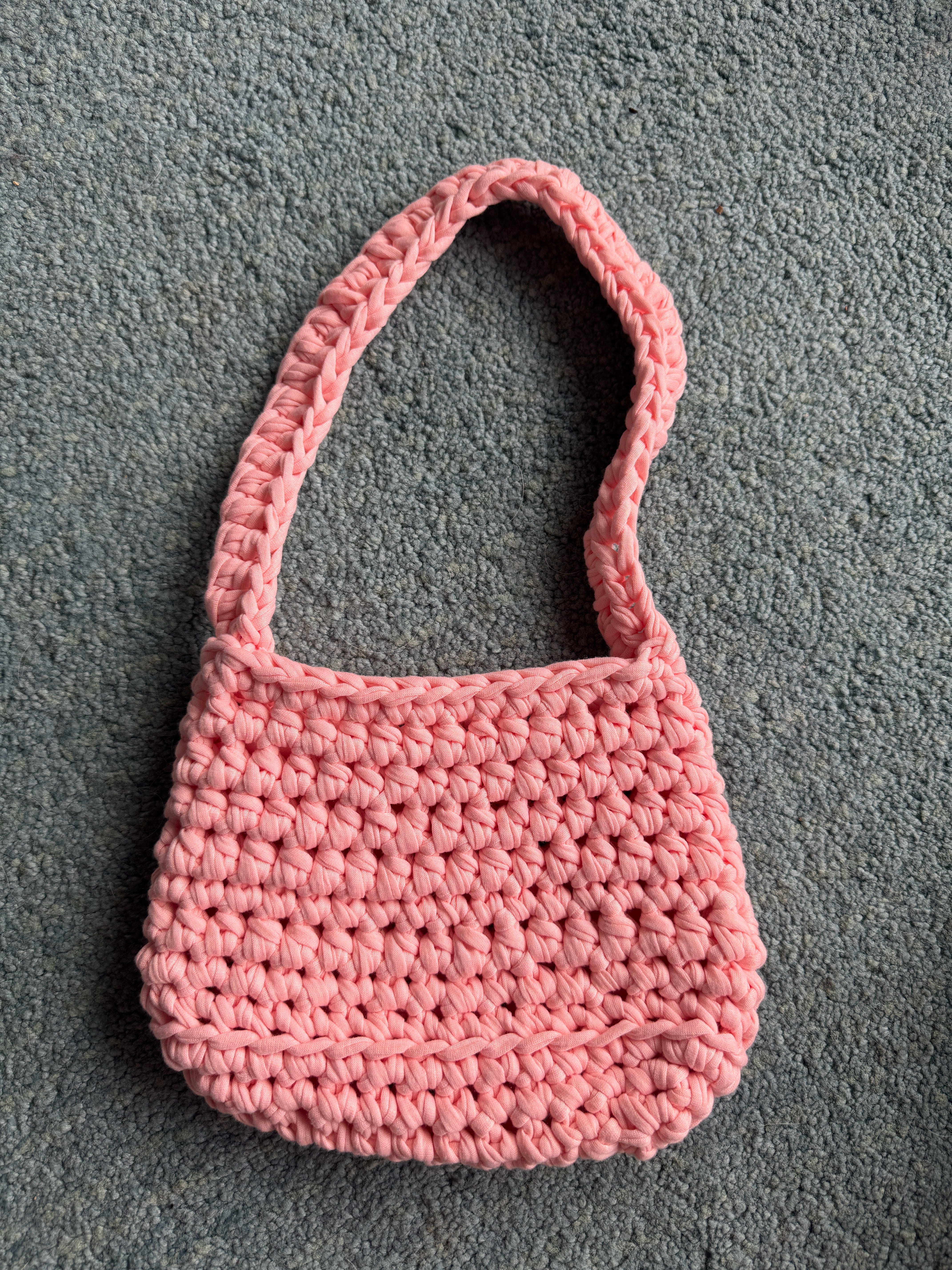 Crochet Handbag | T-shirt yarn | Pink, Grey or White Options
