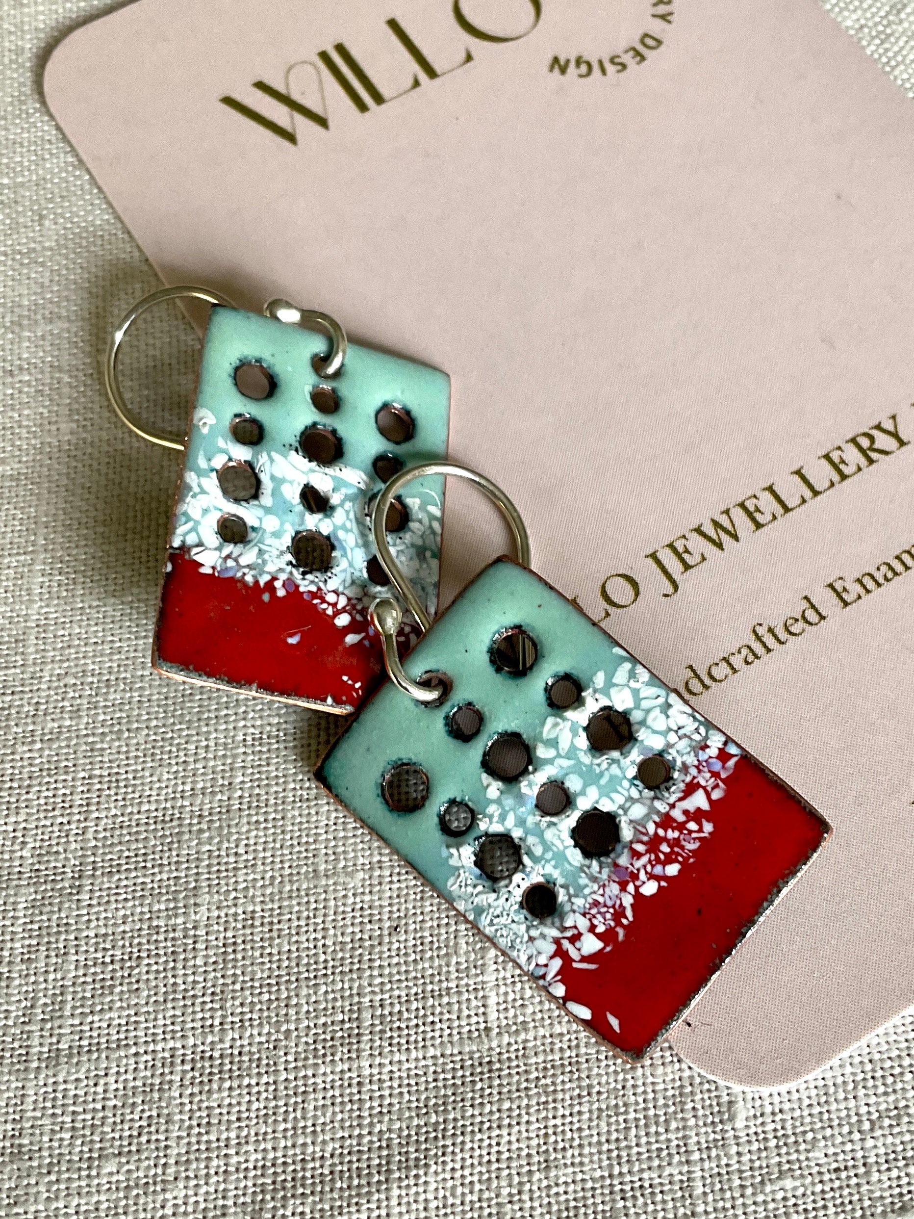 Christmas in July. Handmade enamel earrings