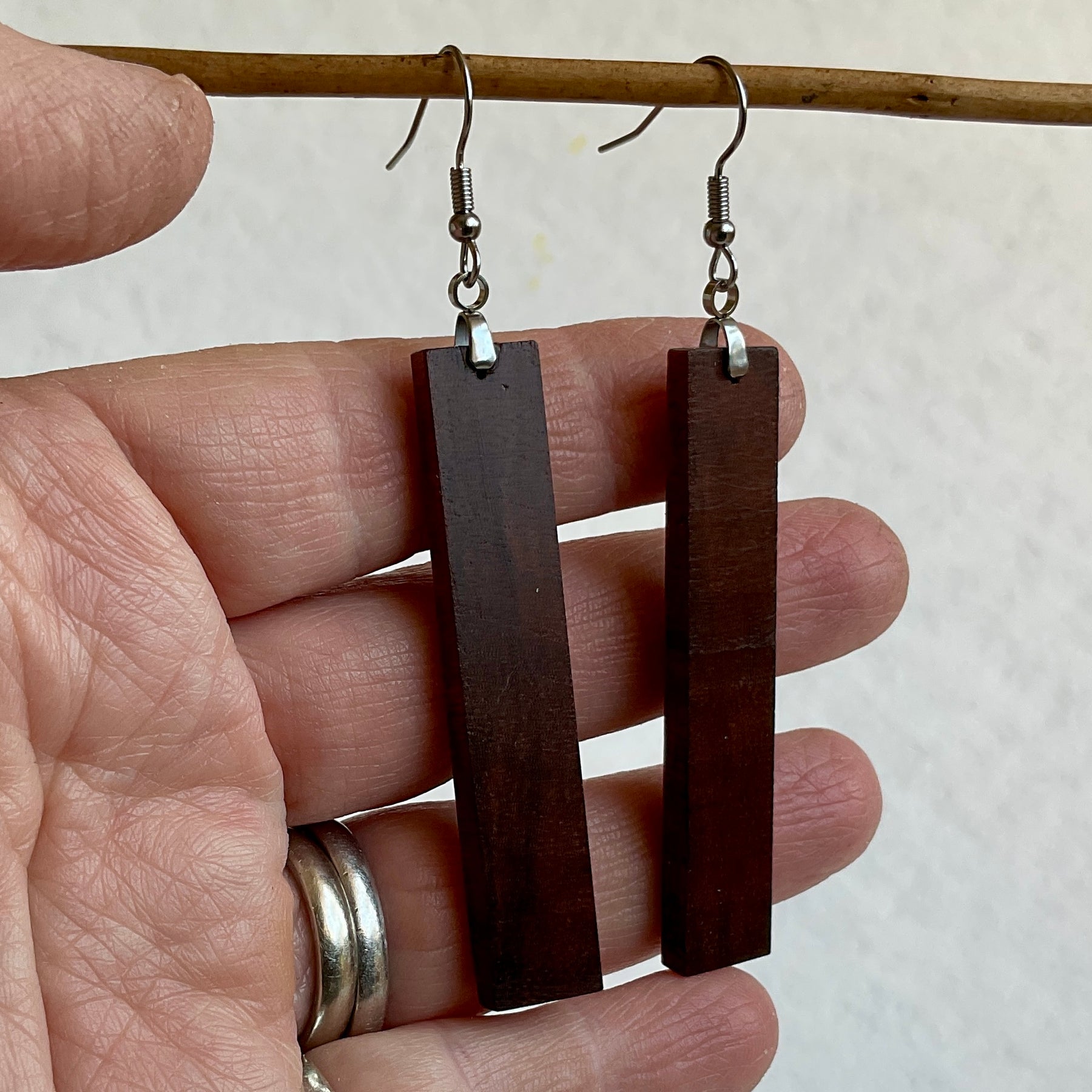 Unique Earrings Handmade from Recycled Timber
