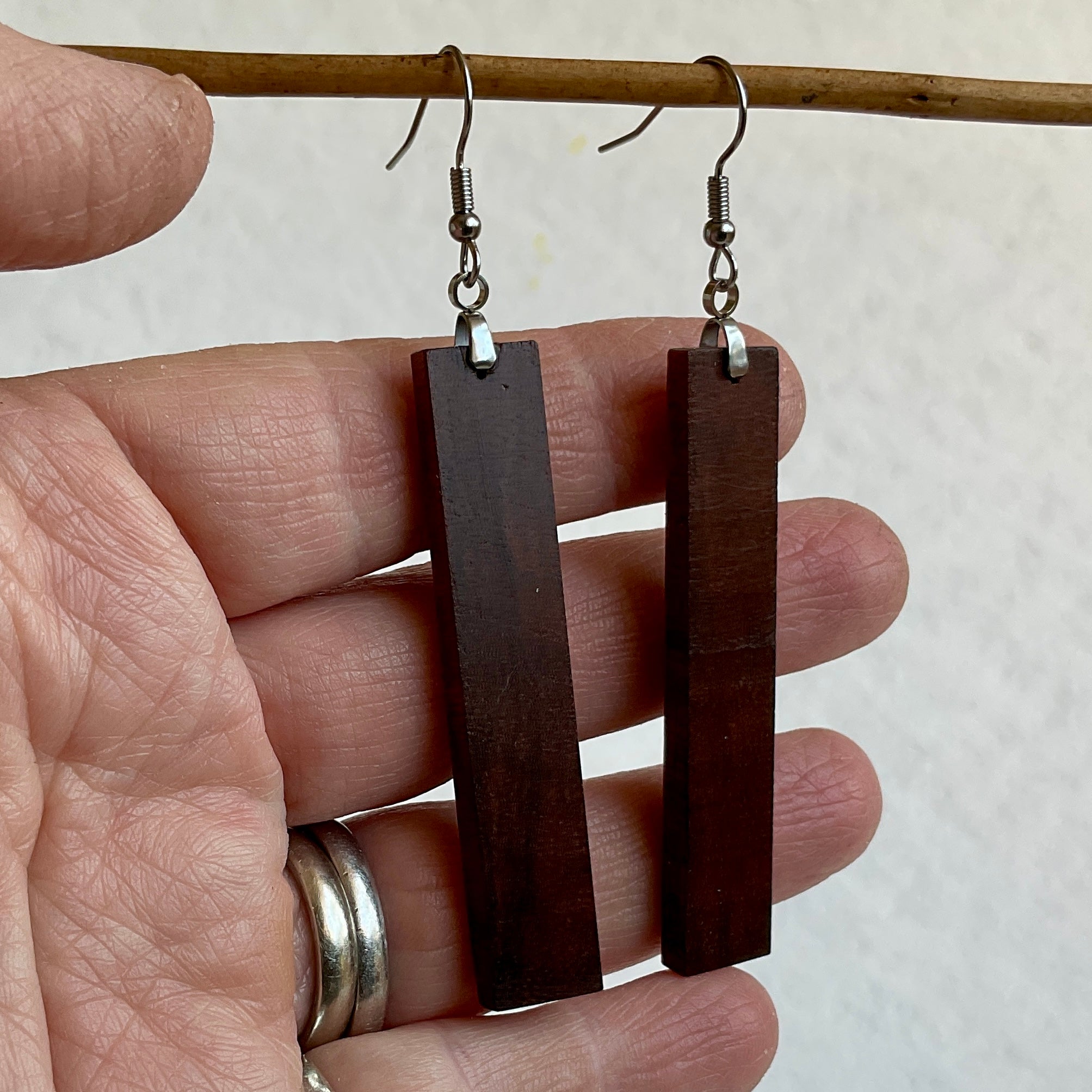 Unique Earrings Handmade from Recycled Timber