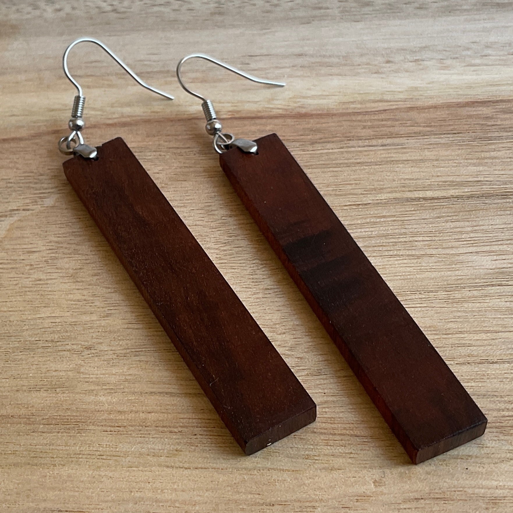 Unique Earrings Handmade from Recycled Timber