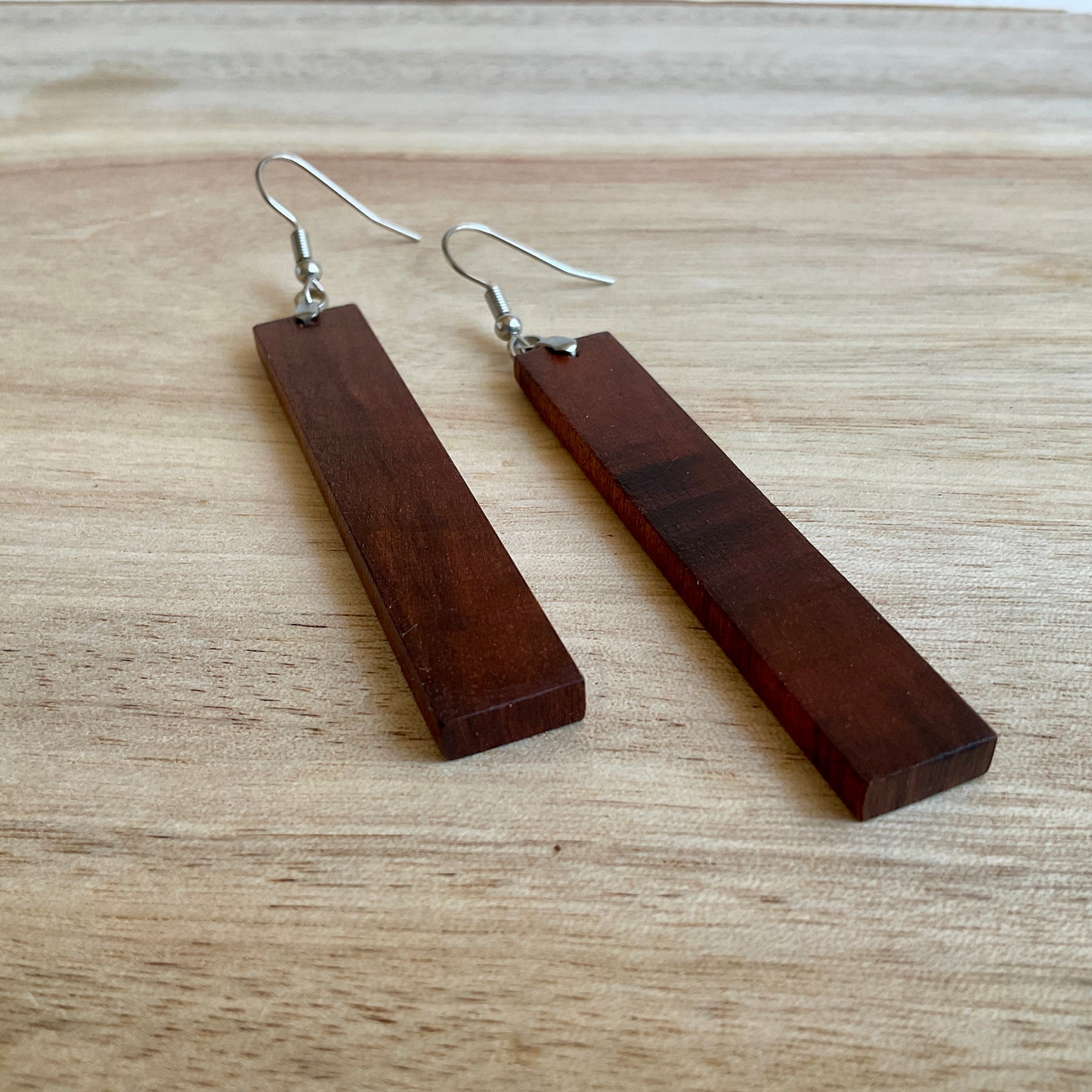 Unique Earrings Handmade from Recycled Timber