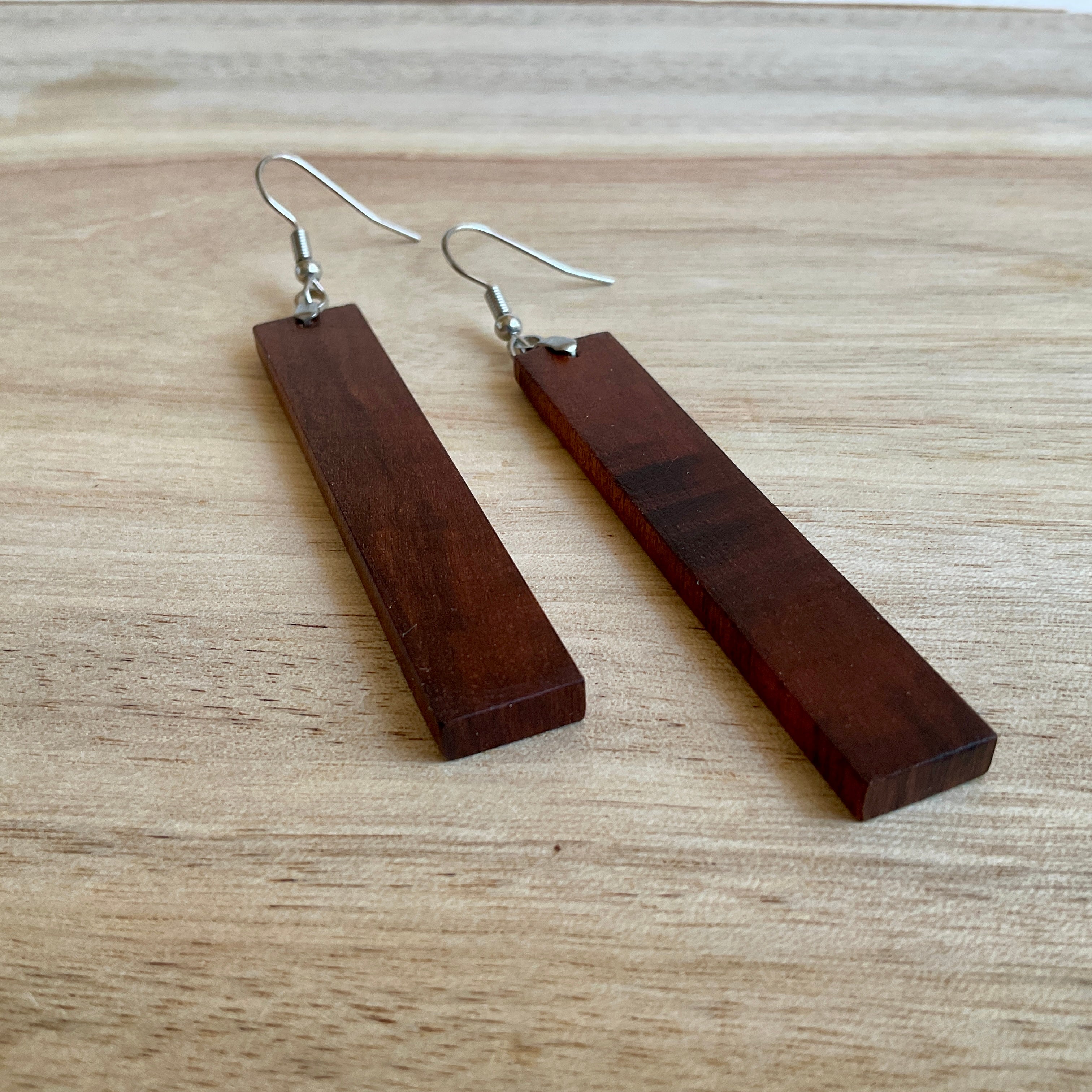 Unique Earrings Handmade from Recycled Timber