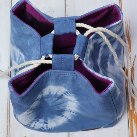 Small Tie Dyed Rice Bag/Komebukuro Bag, Blue
