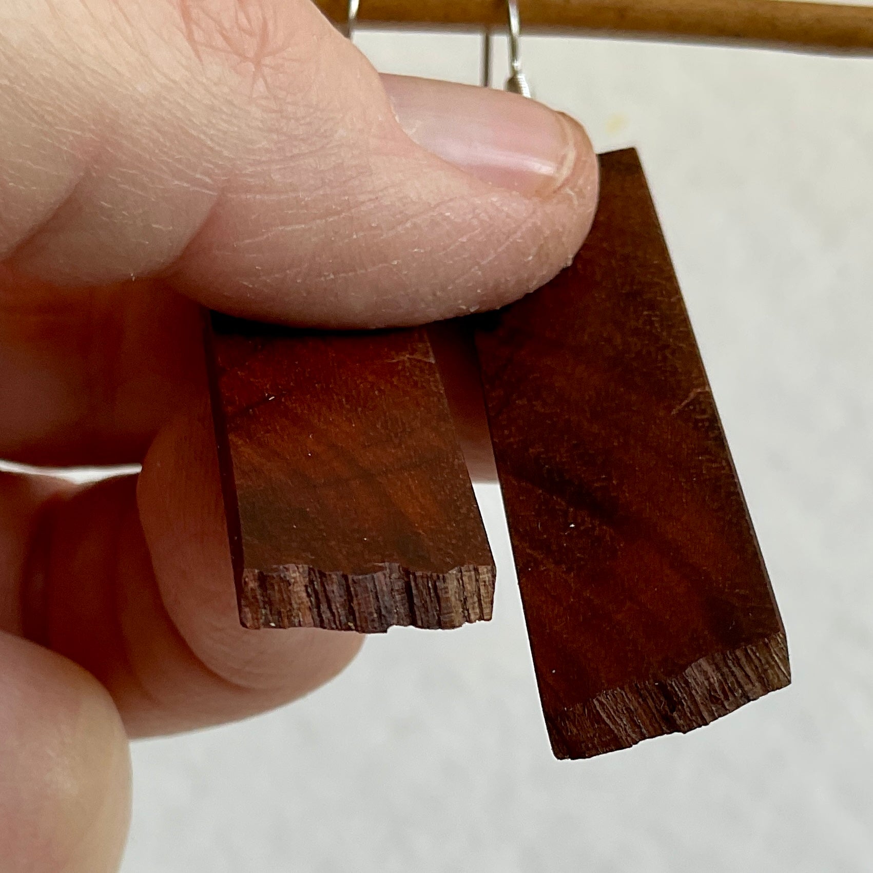 Unique Earrings Handmade from Recycled Timber