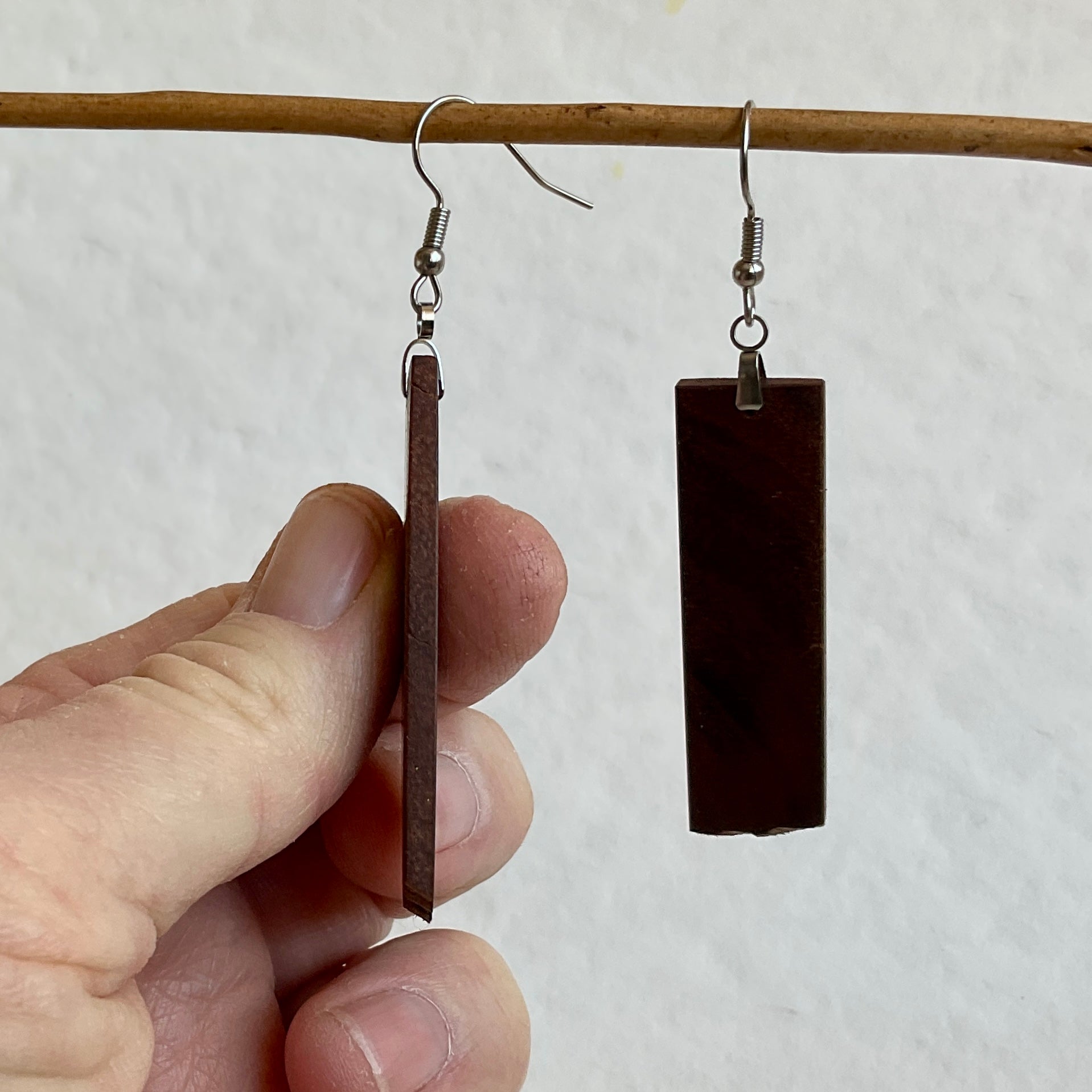 Unique Earrings Handmade from Recycled Timber