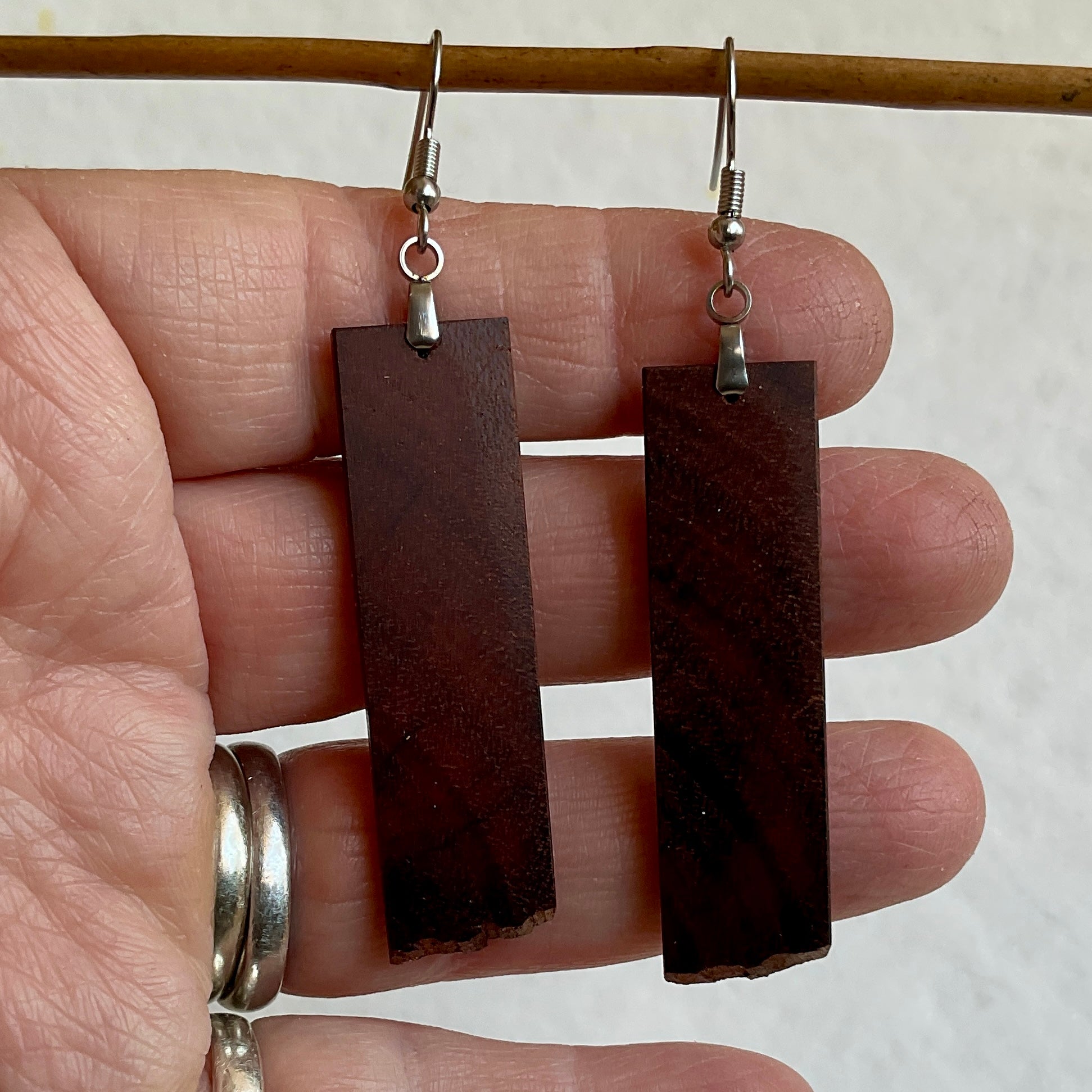 Unique Earrings Handmade from Recycled Timber