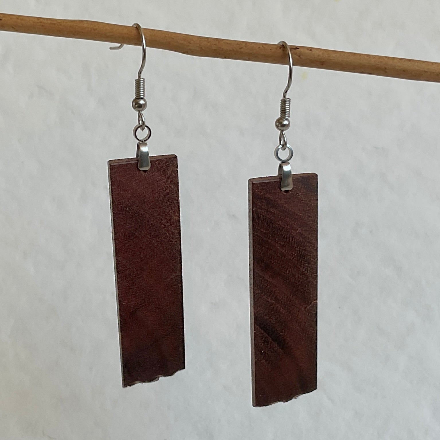Unique Earrings Handmade from Recycled Timber