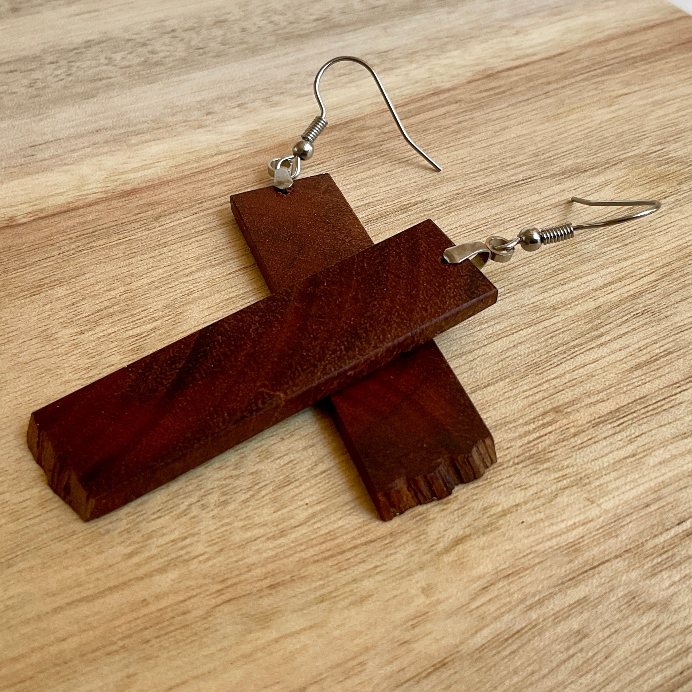 Unique Earrings Handmade from Recycled Timber