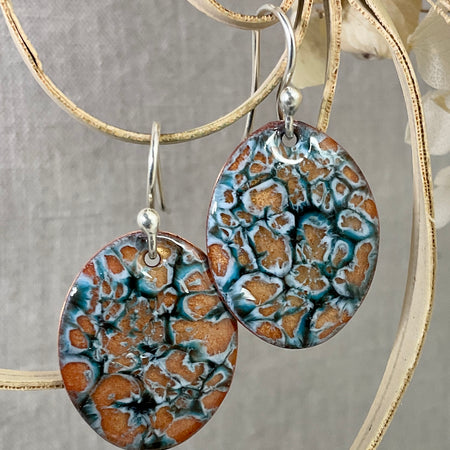 Rock Pools. Handmade enamel earrings