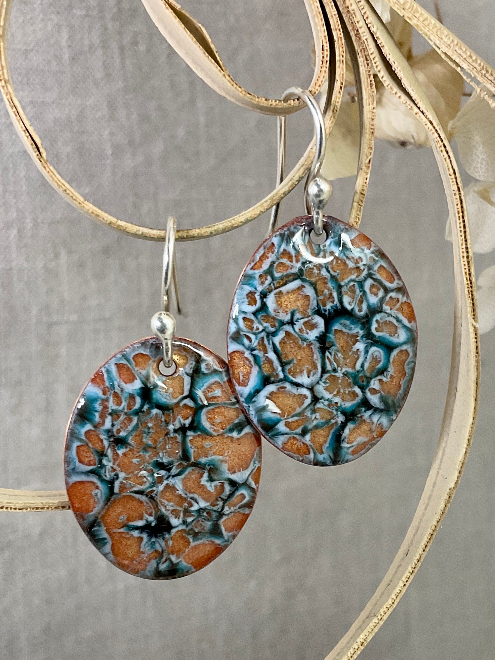 Rock Pools. Handmade enamel earrings