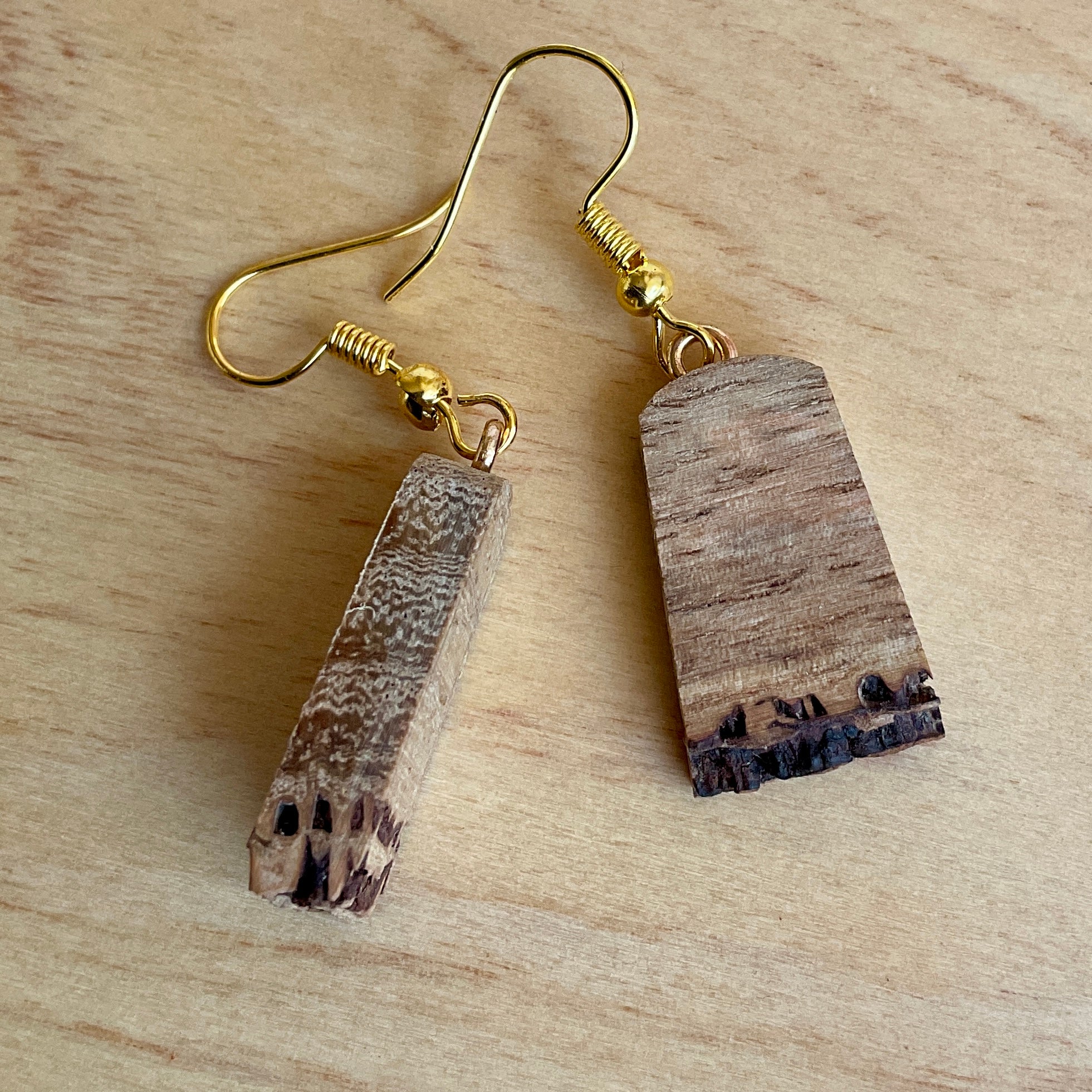 Unique Earrings Handmade from Recycled Timber