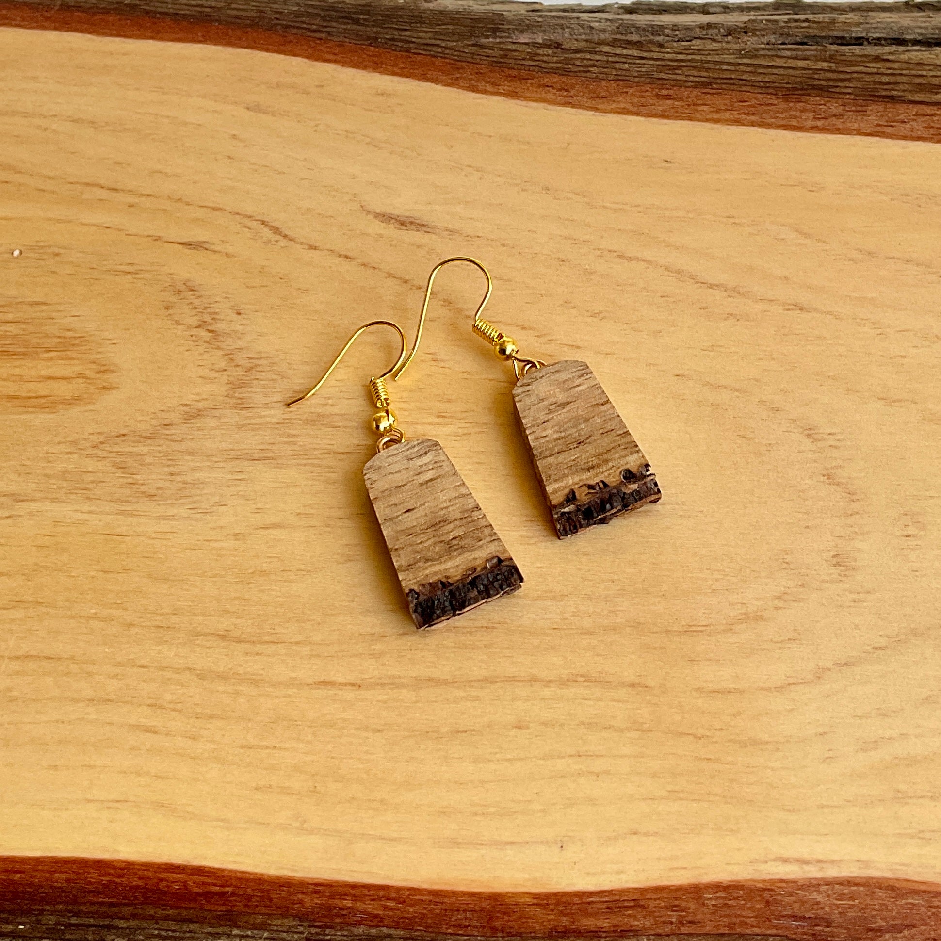 Unique Earrings Handmade from Recycled Timber