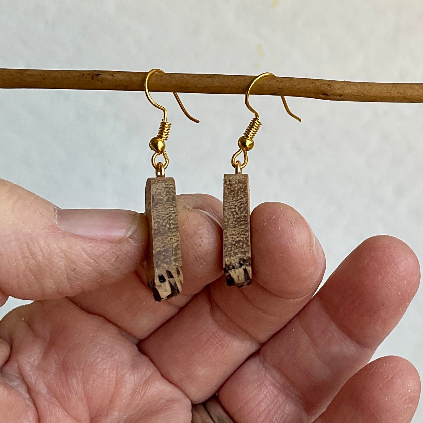 Unique Earrings Handmade from Recycled Timber
