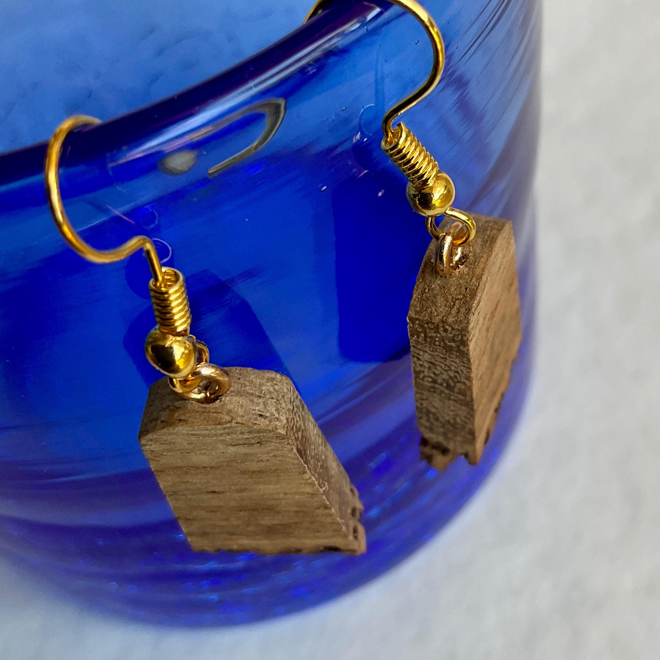 Unique Earrings Handmade from Recycled Timber