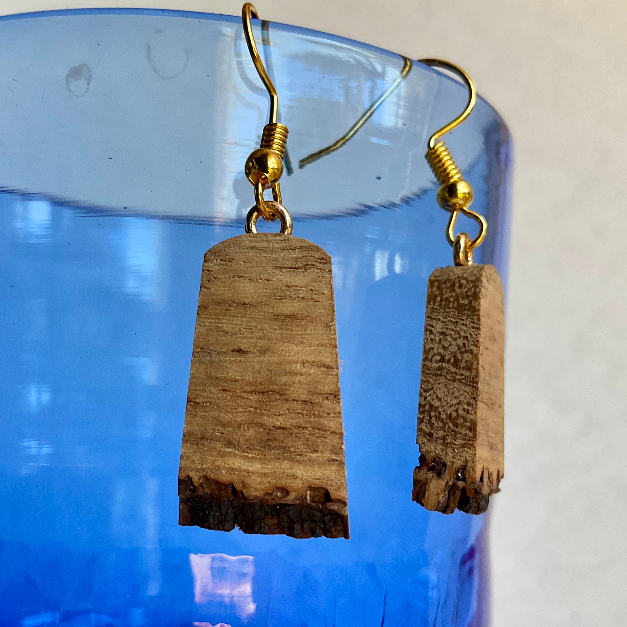 Unique Earrings Handmade from Recycled Timber