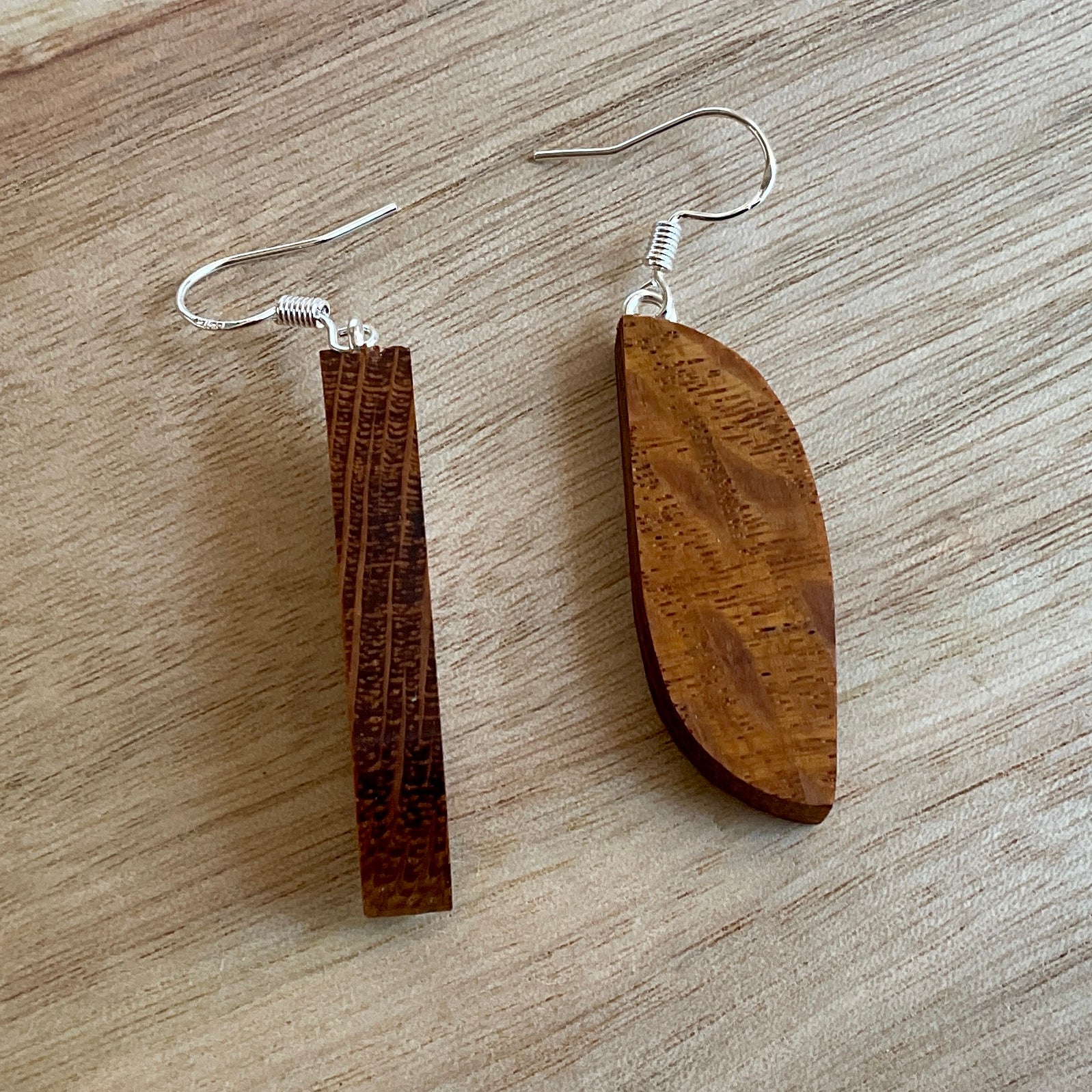 Unique Sheoak Earrings Handmade from Recycled Timber