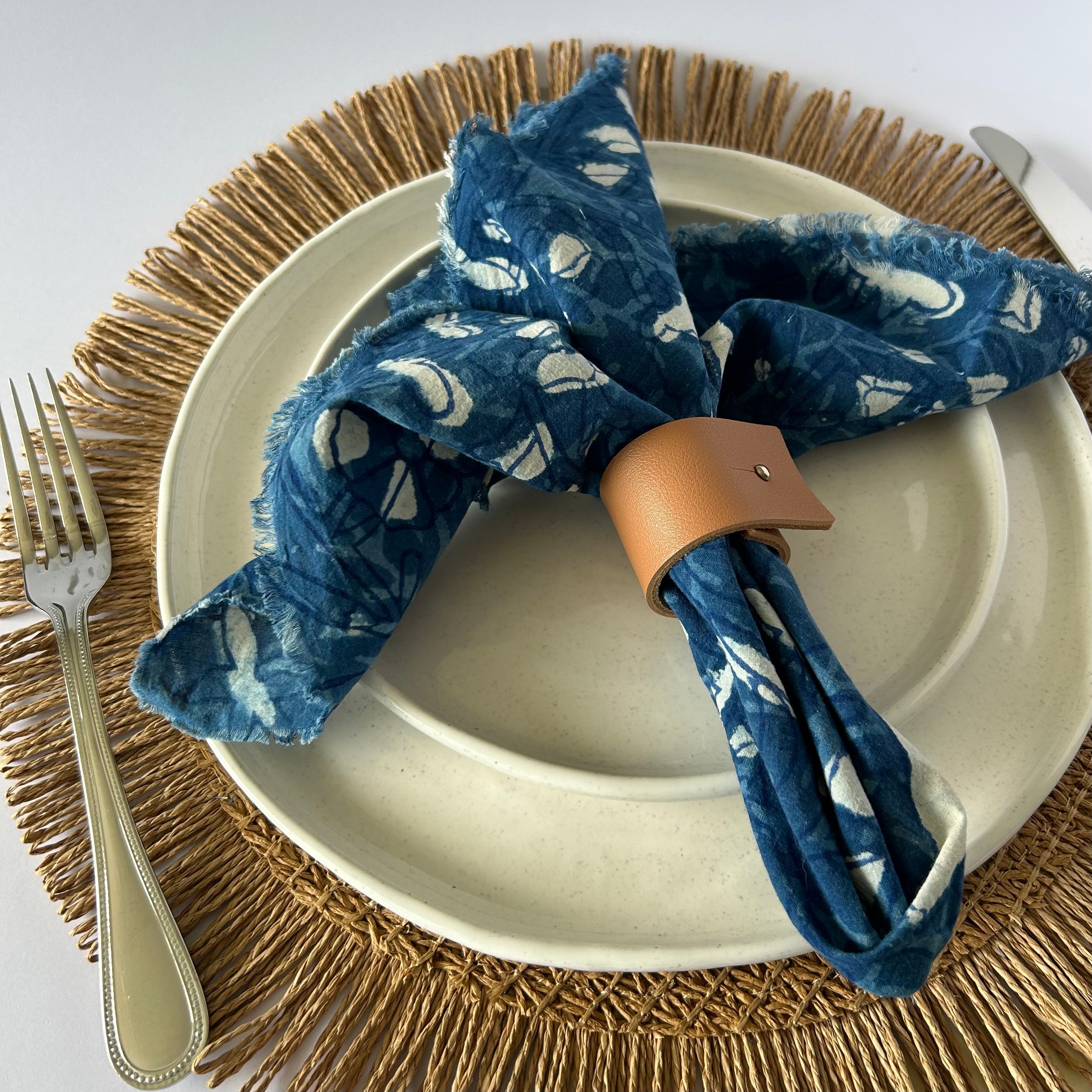 Pair of Napkins - Indigo Blue and White