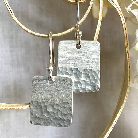 Argentium Silver textured earrings. Handmade